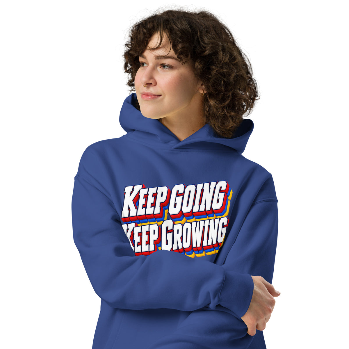 Inspirational Quotes Lovers | Unisex Oversized Hoodie — KEEP GOING KEEP GROWING by printfluence