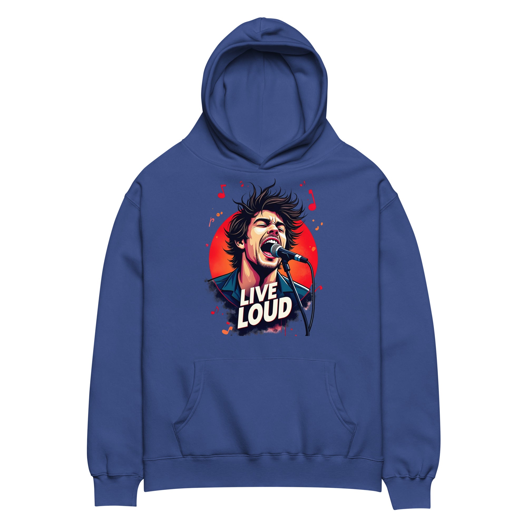 Unisex oversized hoodie - Live Loud Oversized Hoodie – Unisex Rock Singer Graffiti Concert Tee by printfluence.net