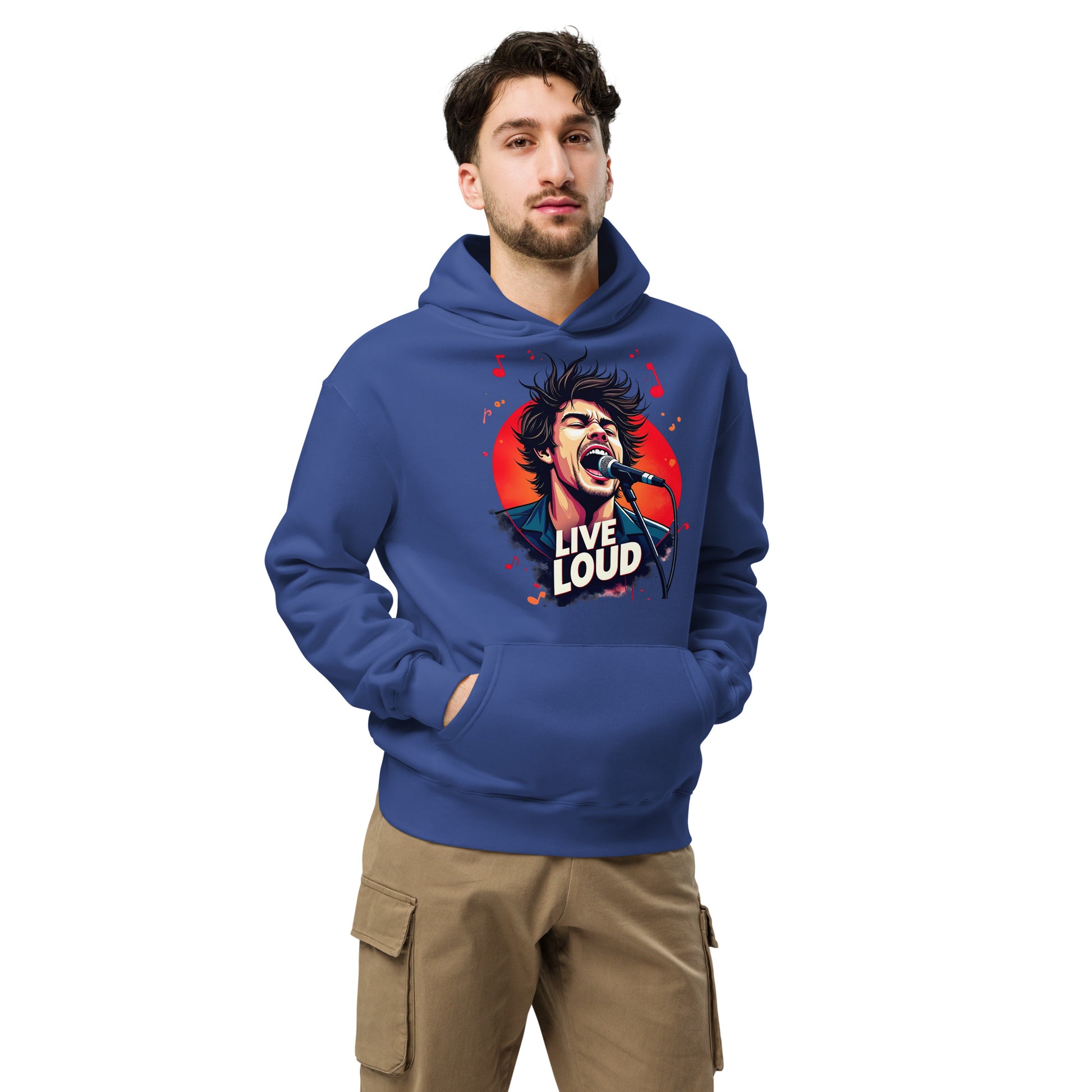 Unisex oversized hoodie - Live Loud Oversized Hoodie – Unisex Rock Singer Graffiti Concert Tee by printfluence.net