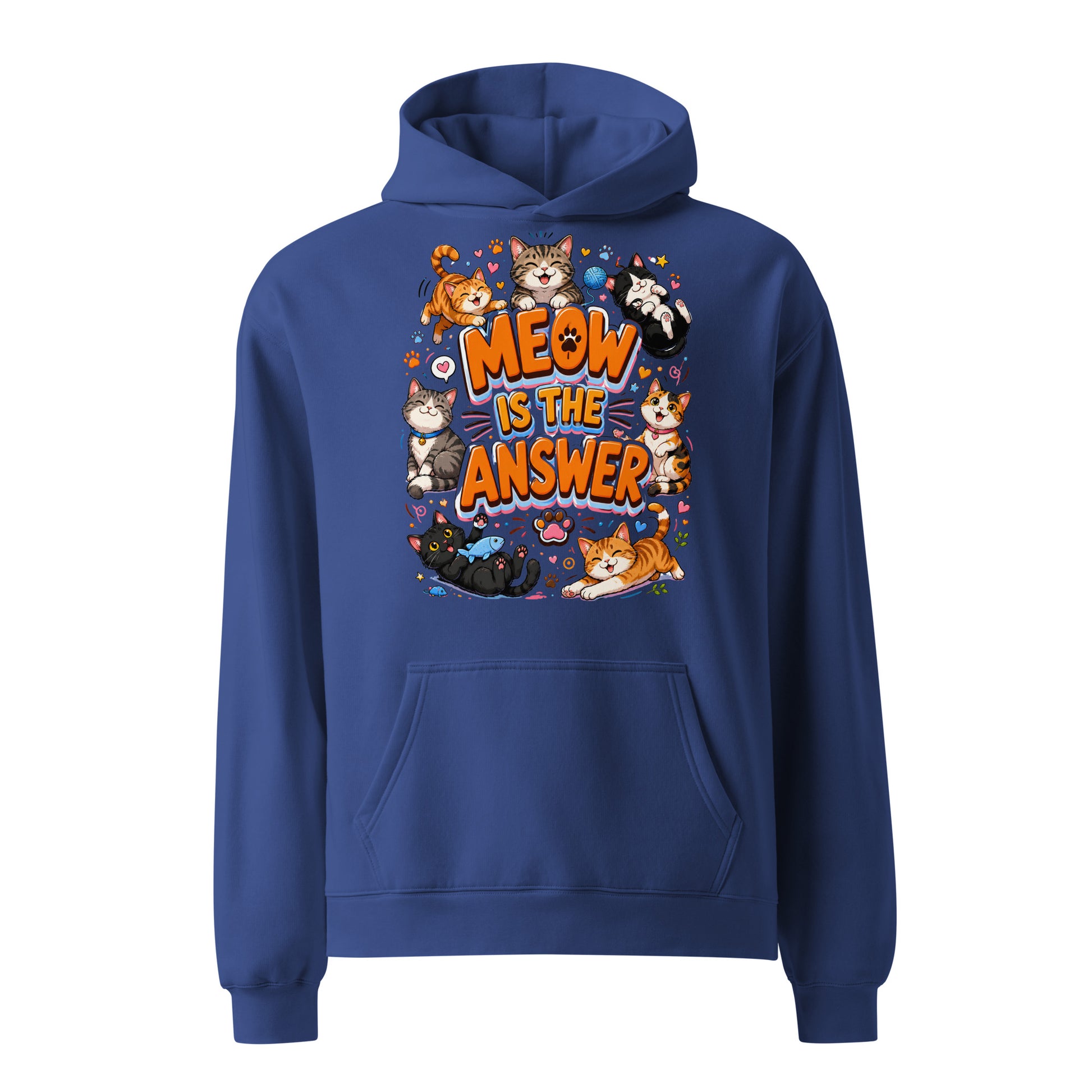 Unisex oversized hoodie - Elite Meow Is The Answer - Premium Luxury Oversized Hoodie for Cat Lovers by printfluence.net