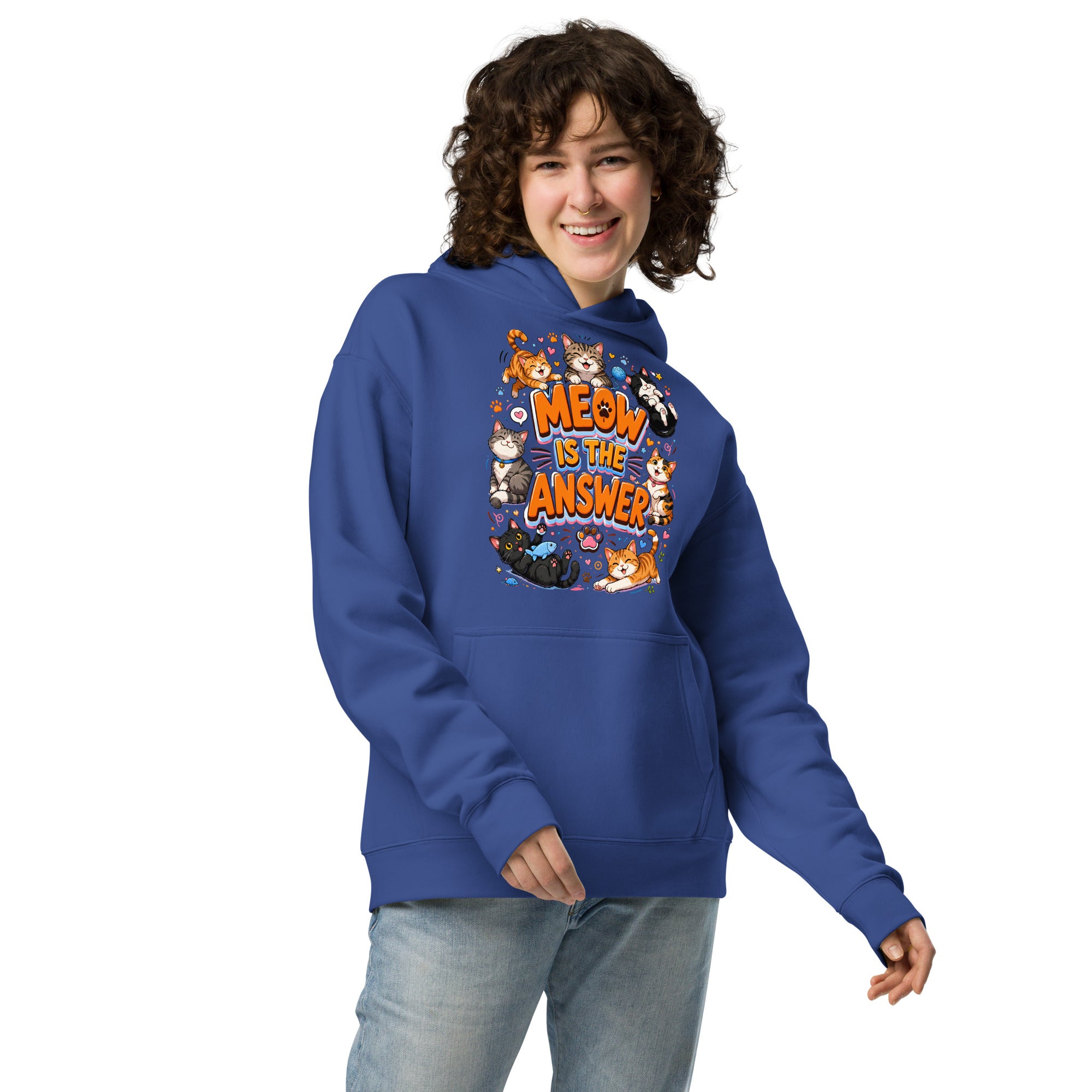 Unisex oversized hoodie - Elite Meow Is The Answer - Premium Luxury Oversized Hoodie for Cat Lovers by printfluence.net