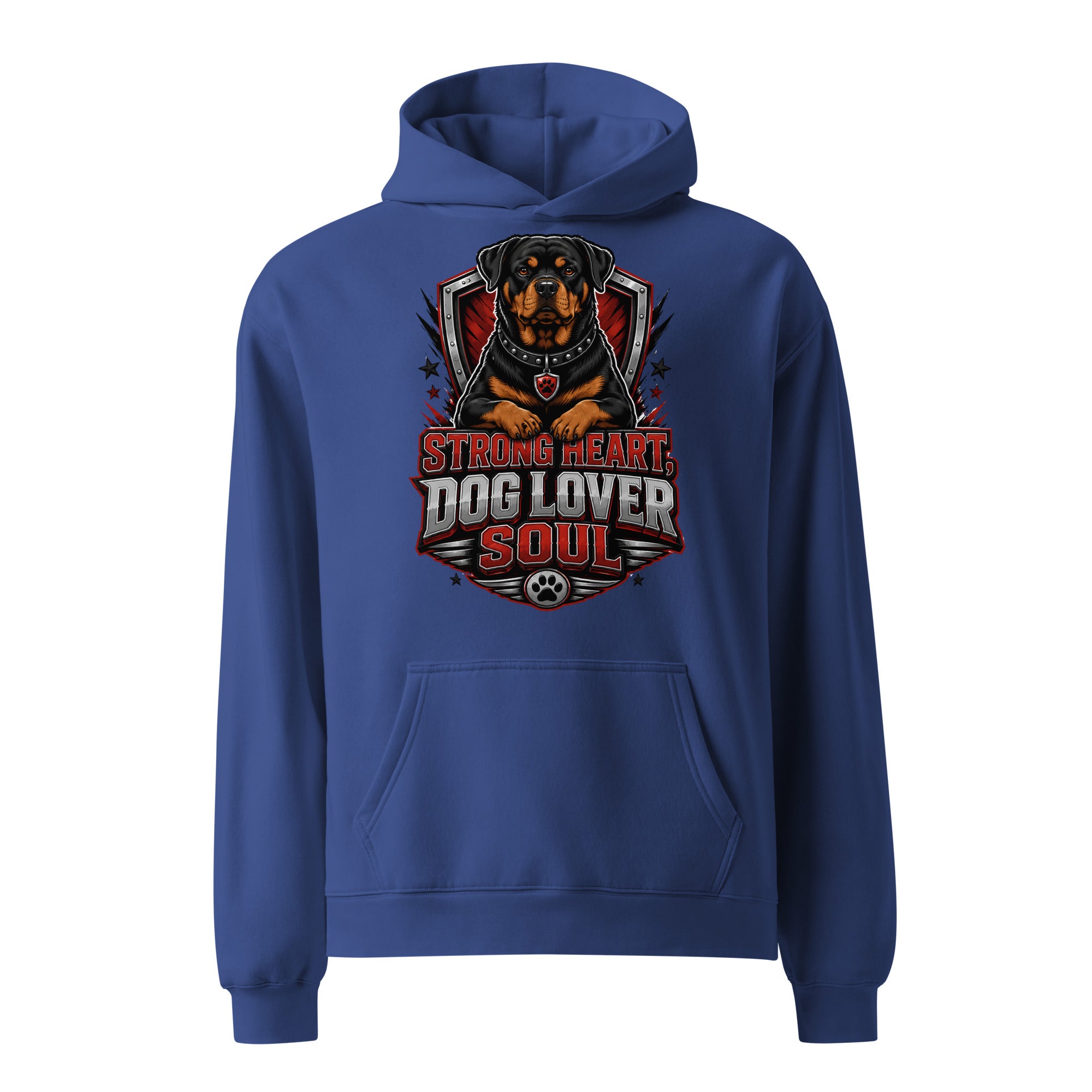 Rottweiler Graphic Oversized Hoodie - Strong Heart Dog Lover Soul Streetwear Pullover by printfluence.net
