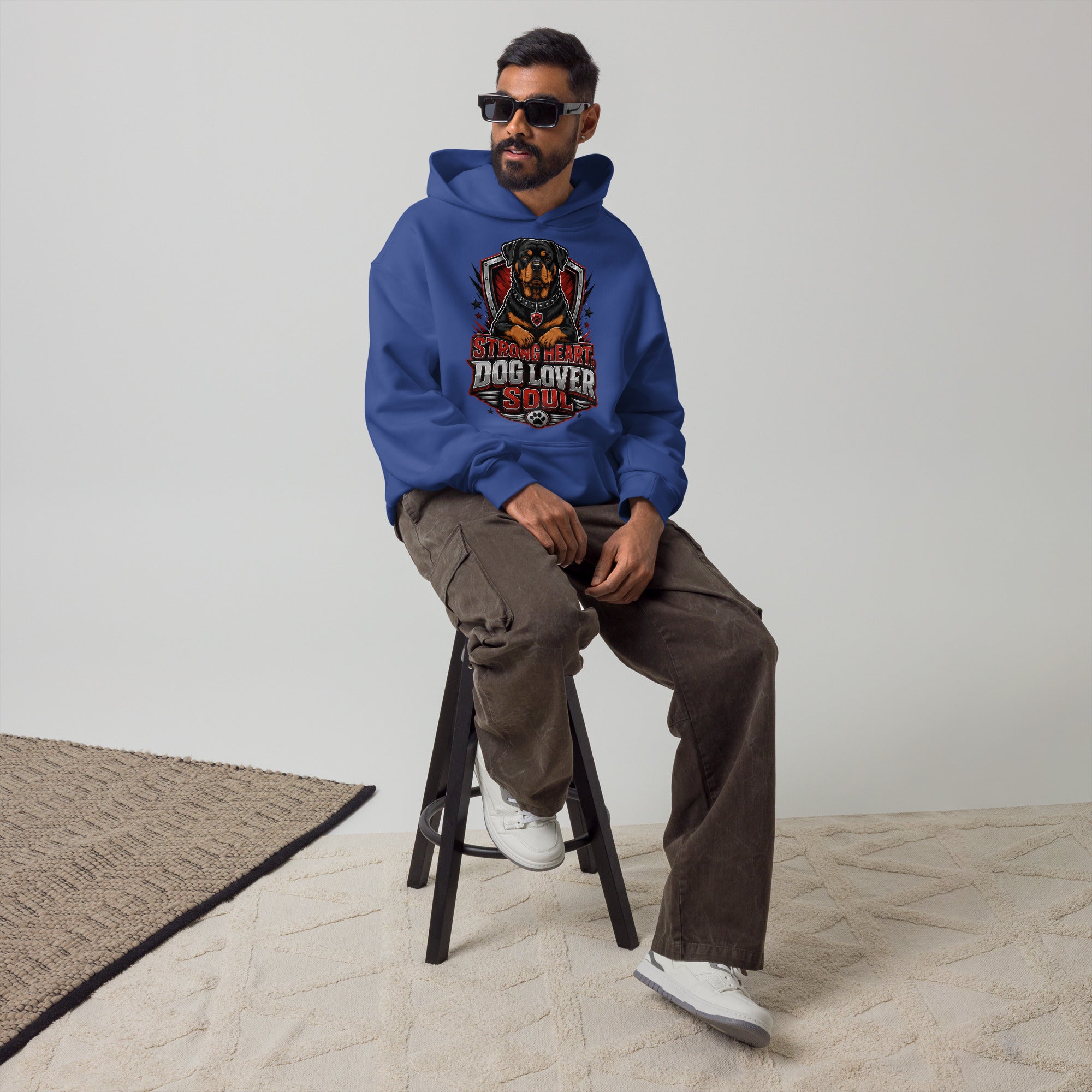Rottweiler Graphic Oversized Hoodie - Strong Heart Dog Lover Soul Streetwear Pullover by printfluence.net