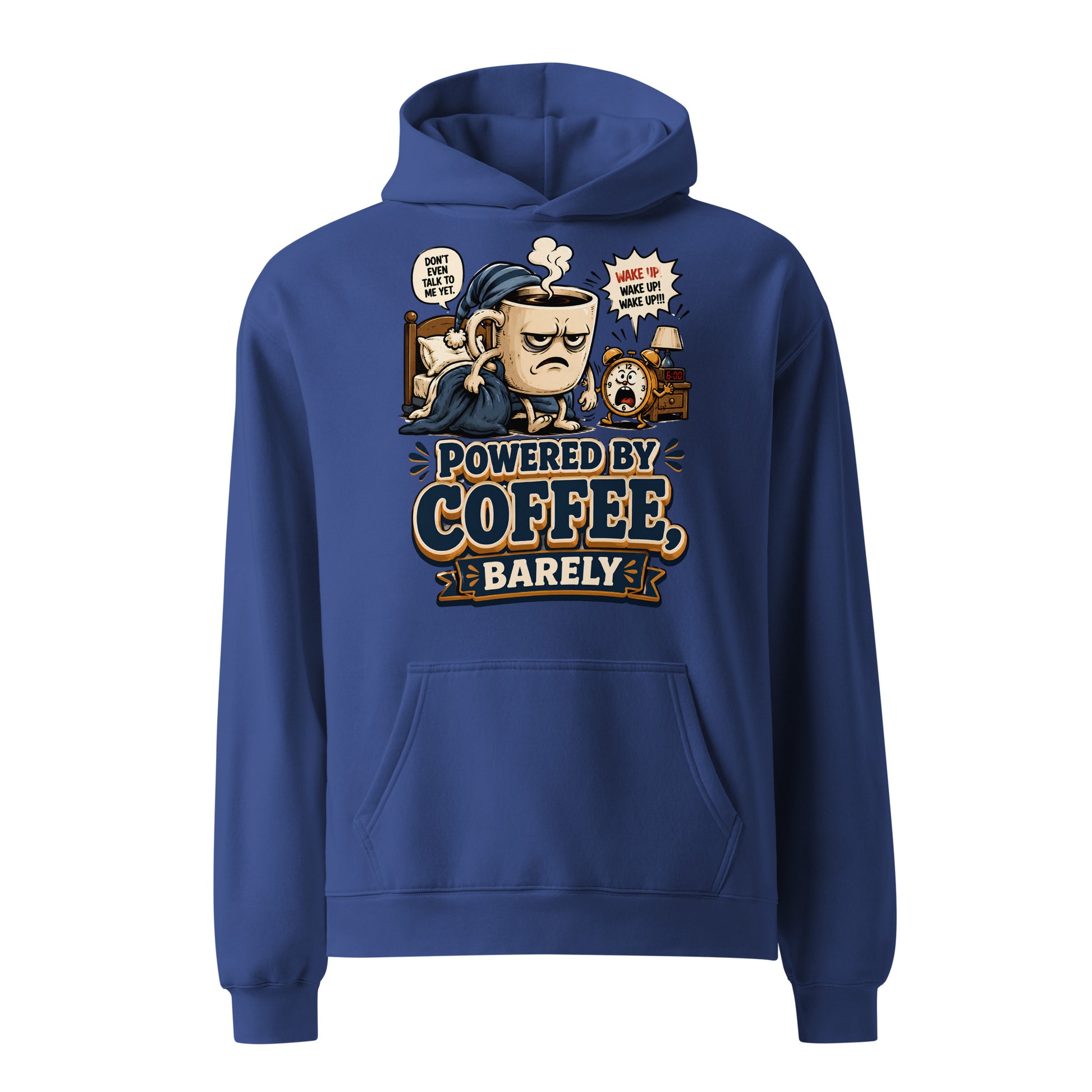 Coffee Lovers Unisex Oversized Hoodie - Powered By Coffee, Barely! by printfluence.net
