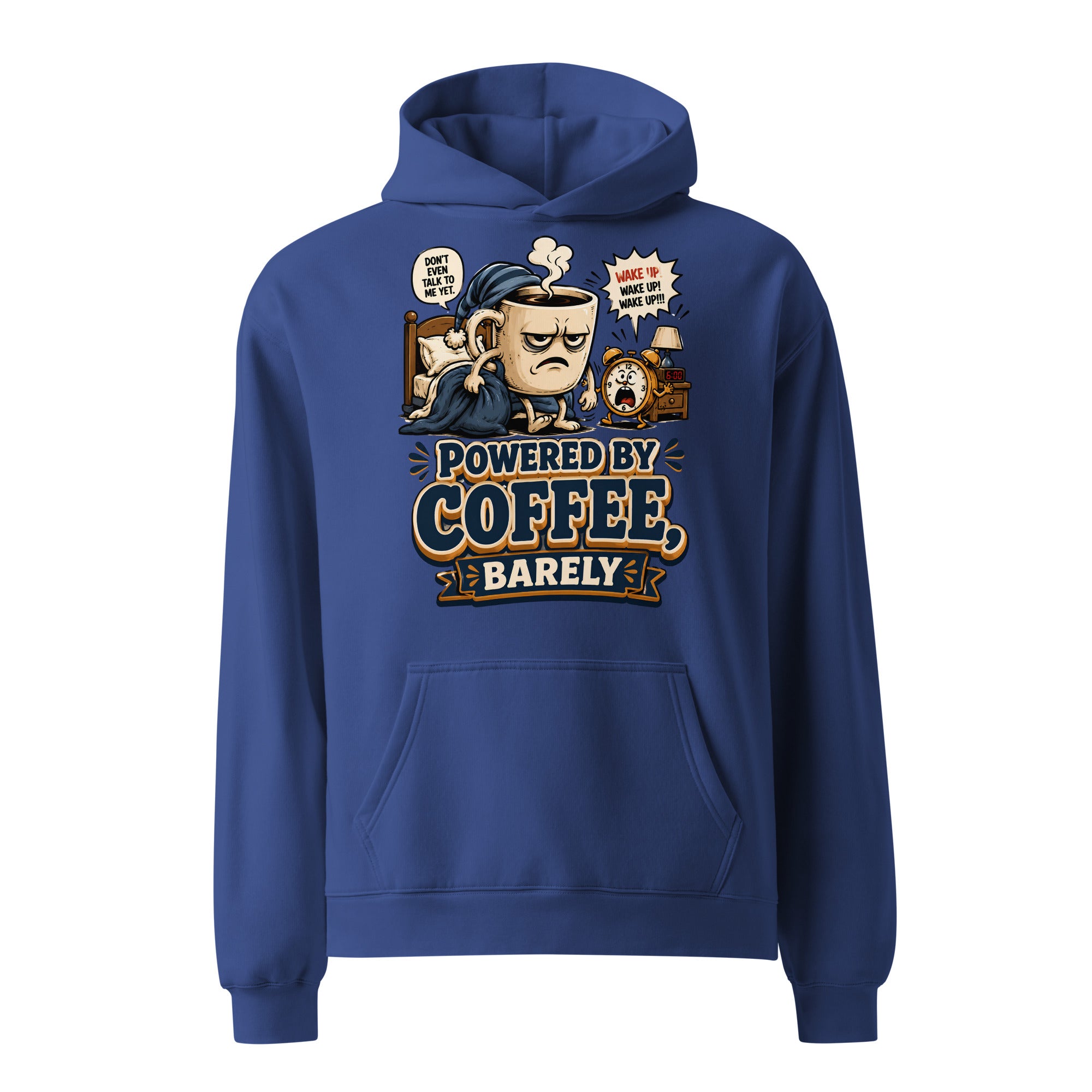 Coffee Lovers Unisex Oversized Hoodie - Powered By Coffee, Barely! by printfluence.net