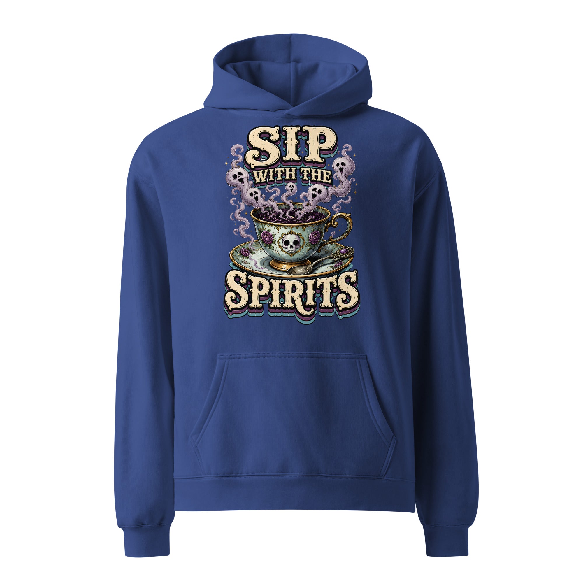 Sip with the Spirits Oversized Hoodie - Gothic Horror & Mystery Pullover by printfluence.net
