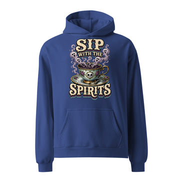 Sip with the Spirits Oversized Hoodie - Gothic Horror & Mystery Pullover by printfluence.net