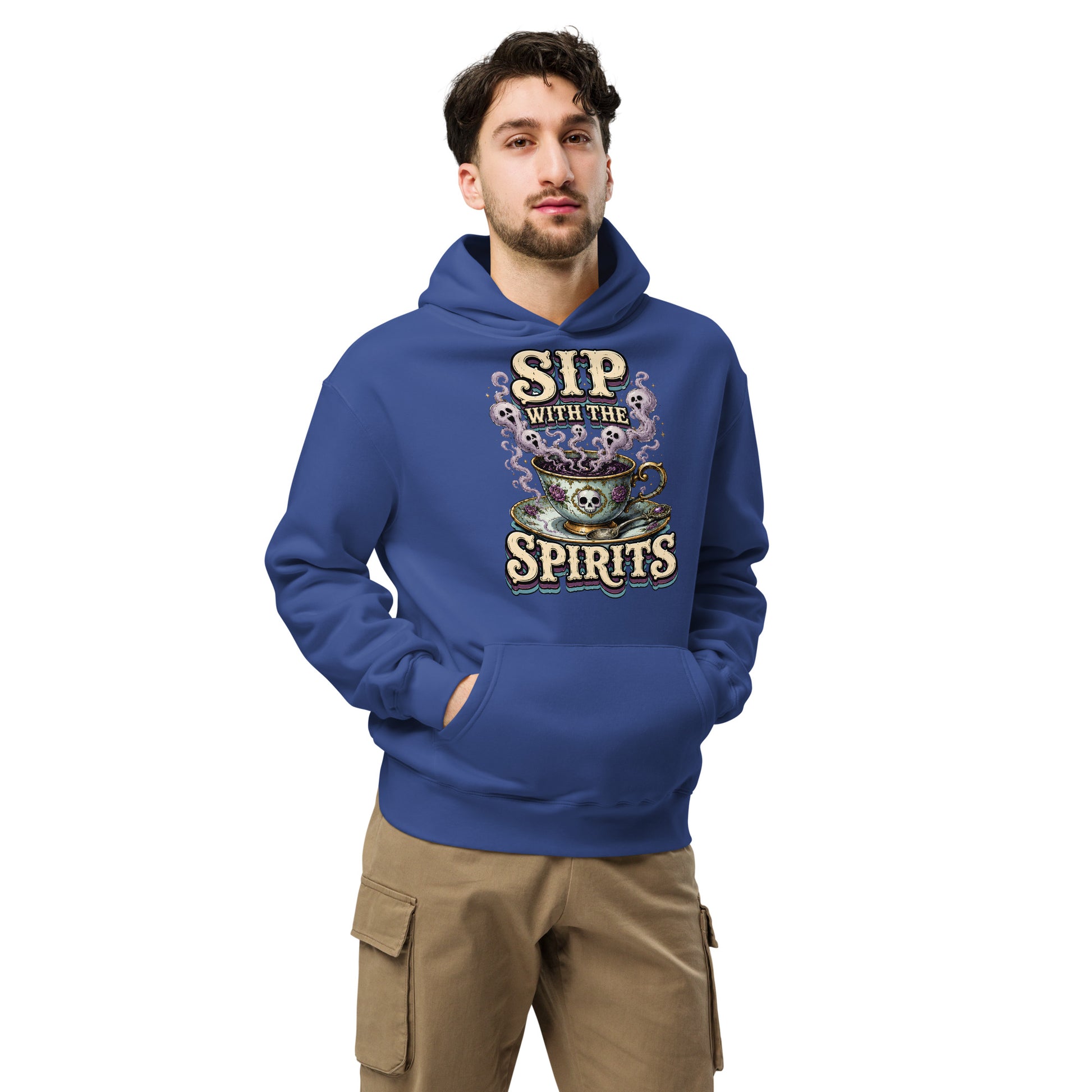 Sip with the Spirits Oversized Hoodie - Gothic Horror & Mystery Pullover by printfluence.net