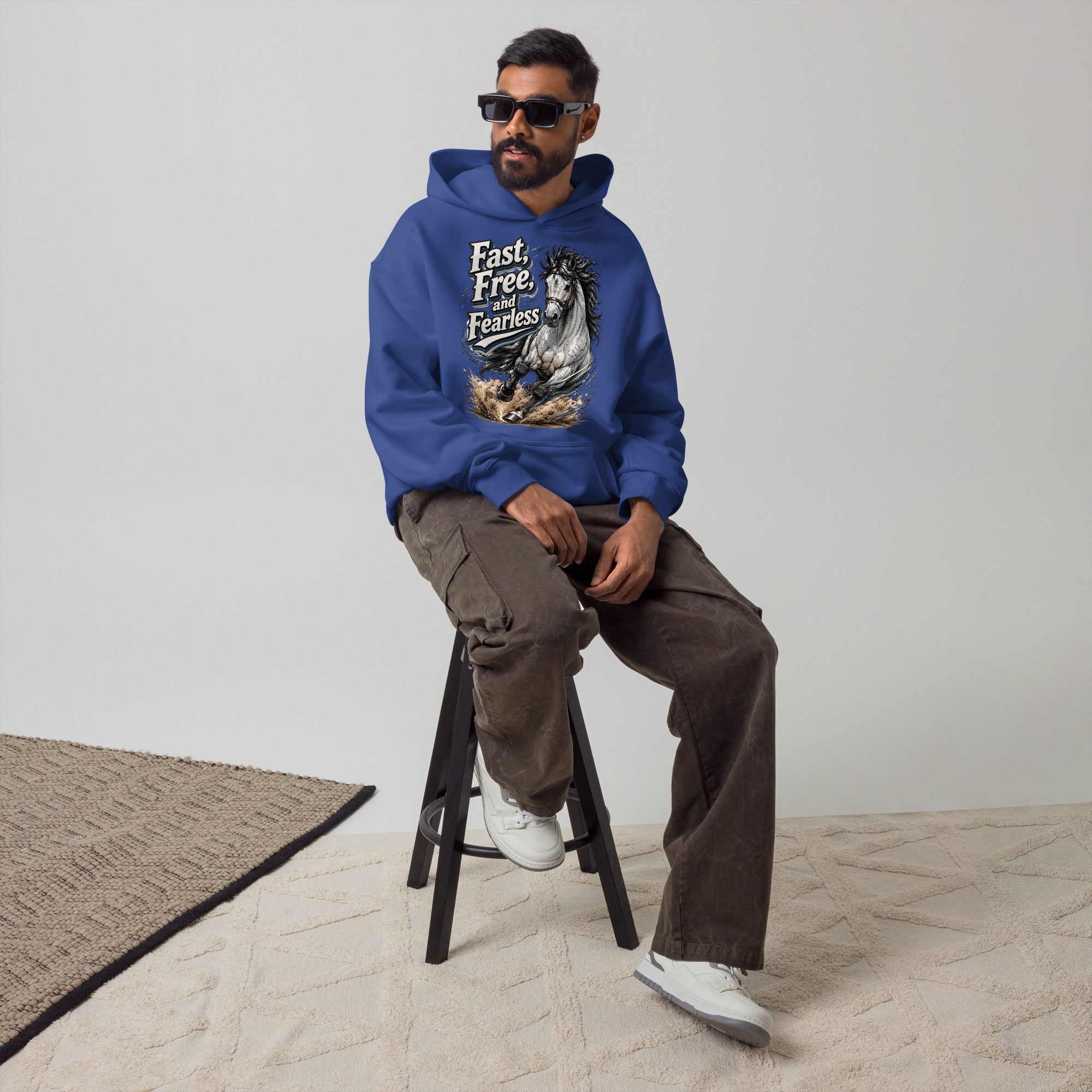 Fast Free Fearless Oversized Hoodie | Streetwear Horse Lovers Gift by printfluence.net