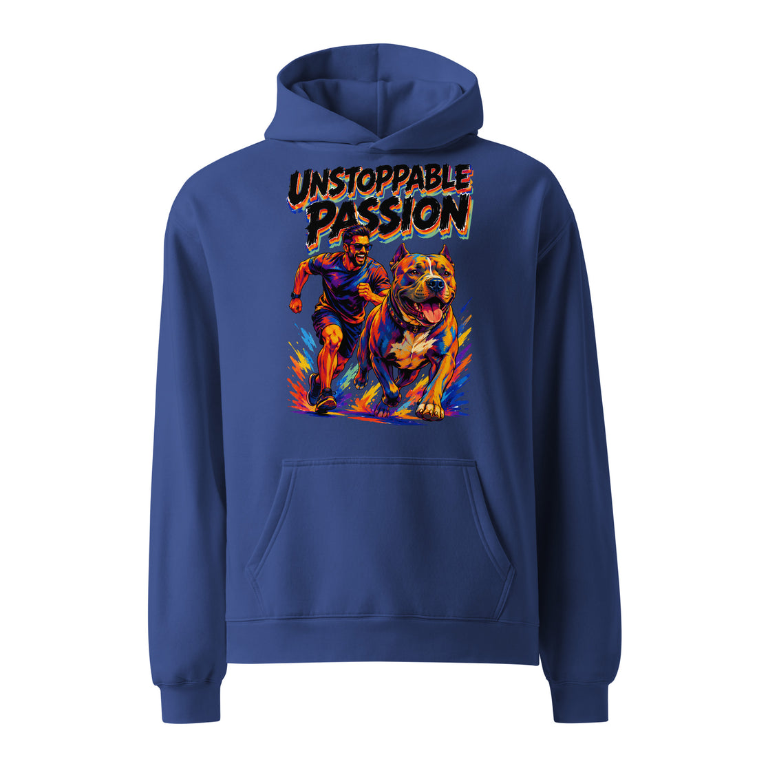 Unstoppable Passion Oversized Hoodie - Retro Pitbull Lovers Streetwear Pullover H-10 by printfluence.net