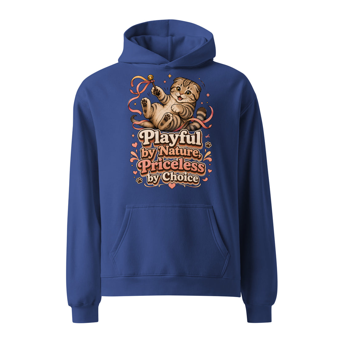 Cat Lovers Unisex Oversized Hoodie Playful by Nature, Priceless by Choice by printfluence.net