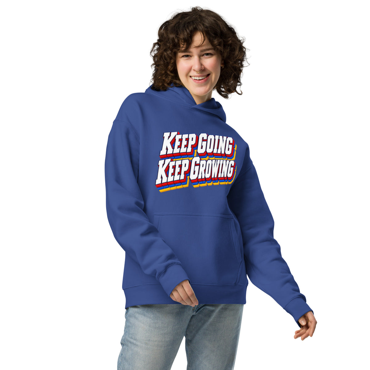 Inspirational Quotes Lovers | Unisex Oversized Hoodie — KEEP GOING KEEP GROWING by printfluence