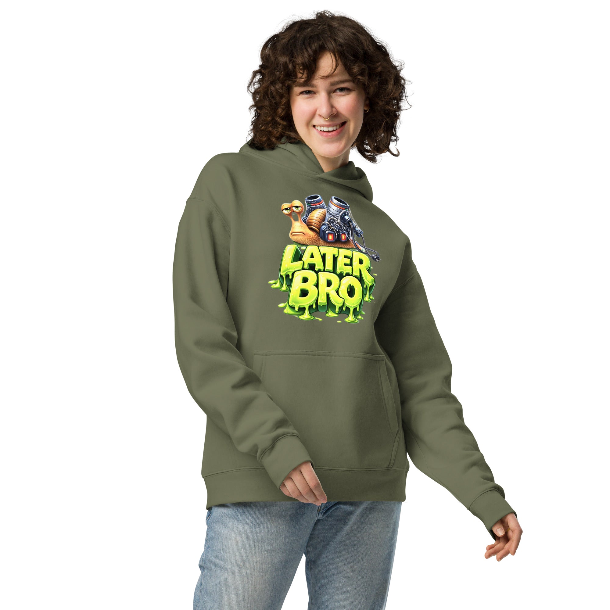 Unisex oversized hoodie - Later Bro: The Ultimate Chill Snail Unisex Oversized Hoodie 🐌💨 by printfluence.net