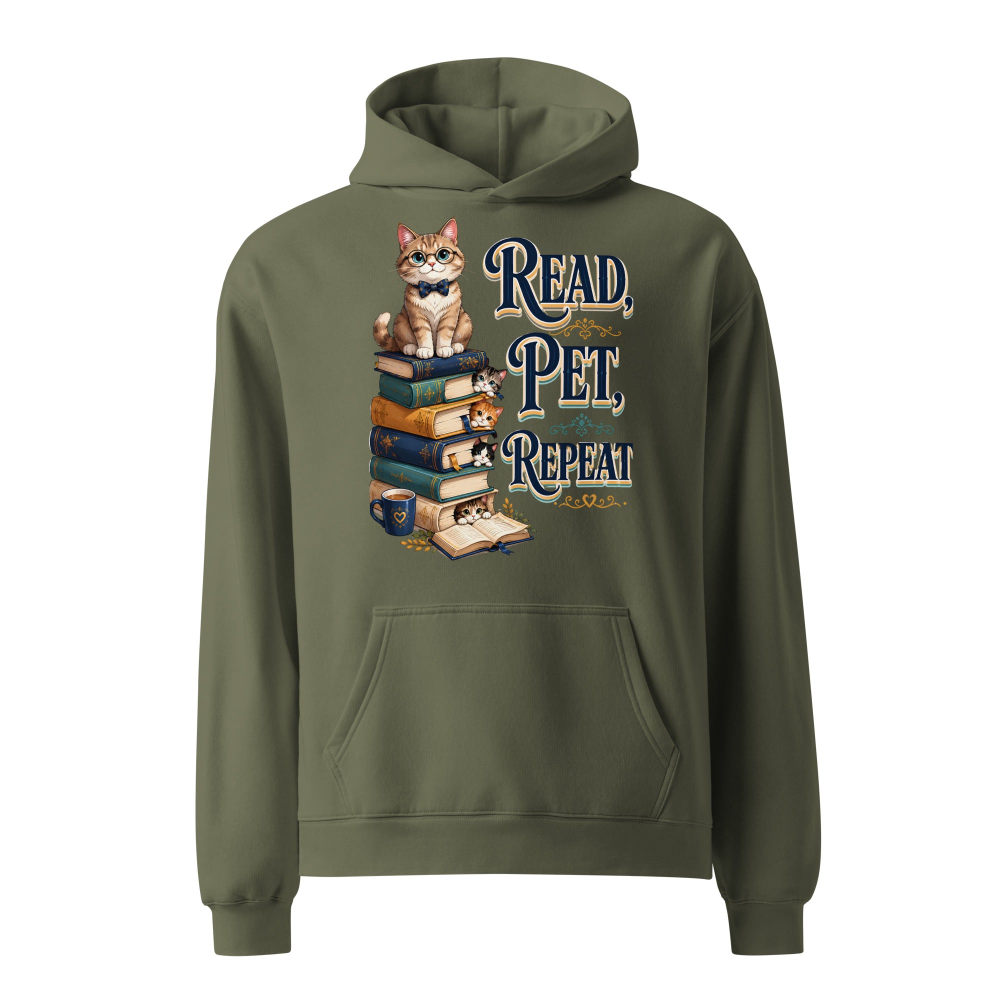 Elite Read Pet Repeat - Premium Luxury Oversized Hoodie for Cat Lovers by printfluence.net