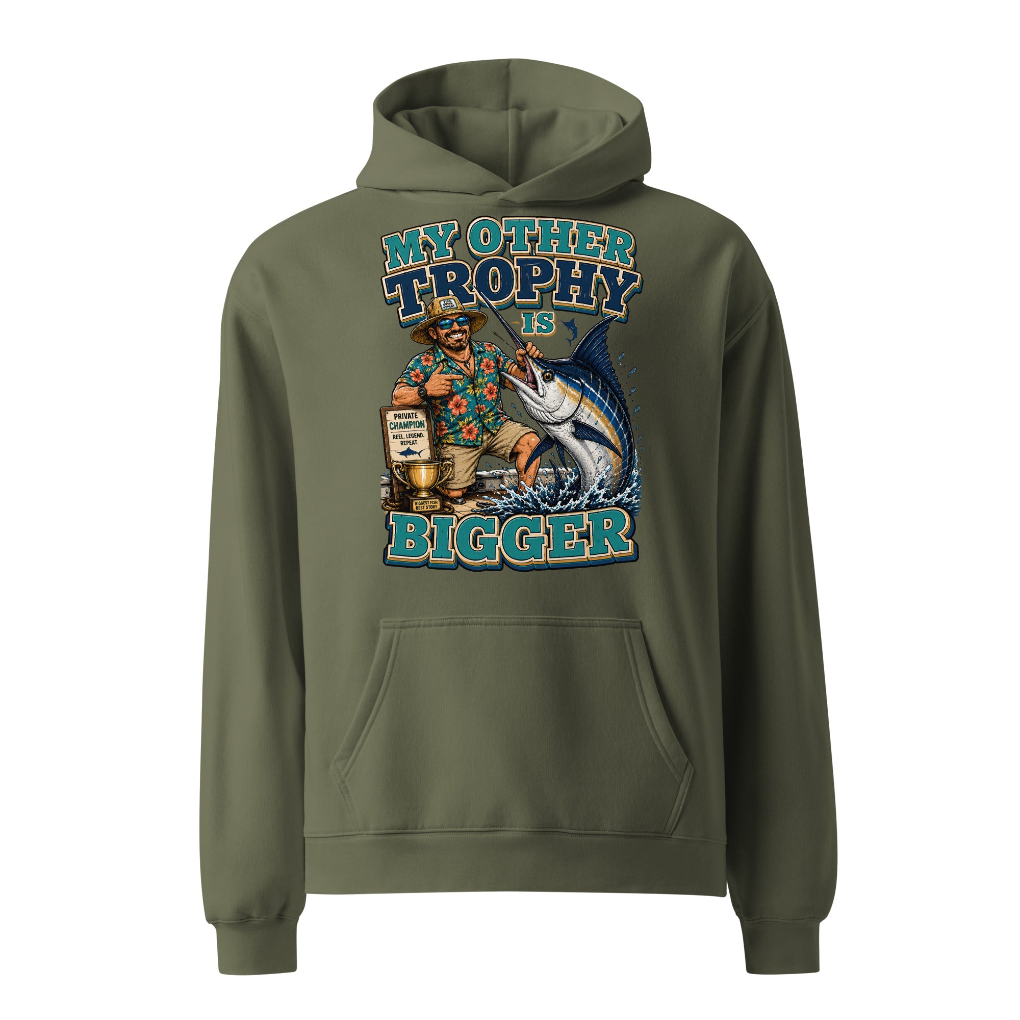 My Other Trophy Is Bigger - Ultimate Oversized Fishing Hoodie by printfluence.net