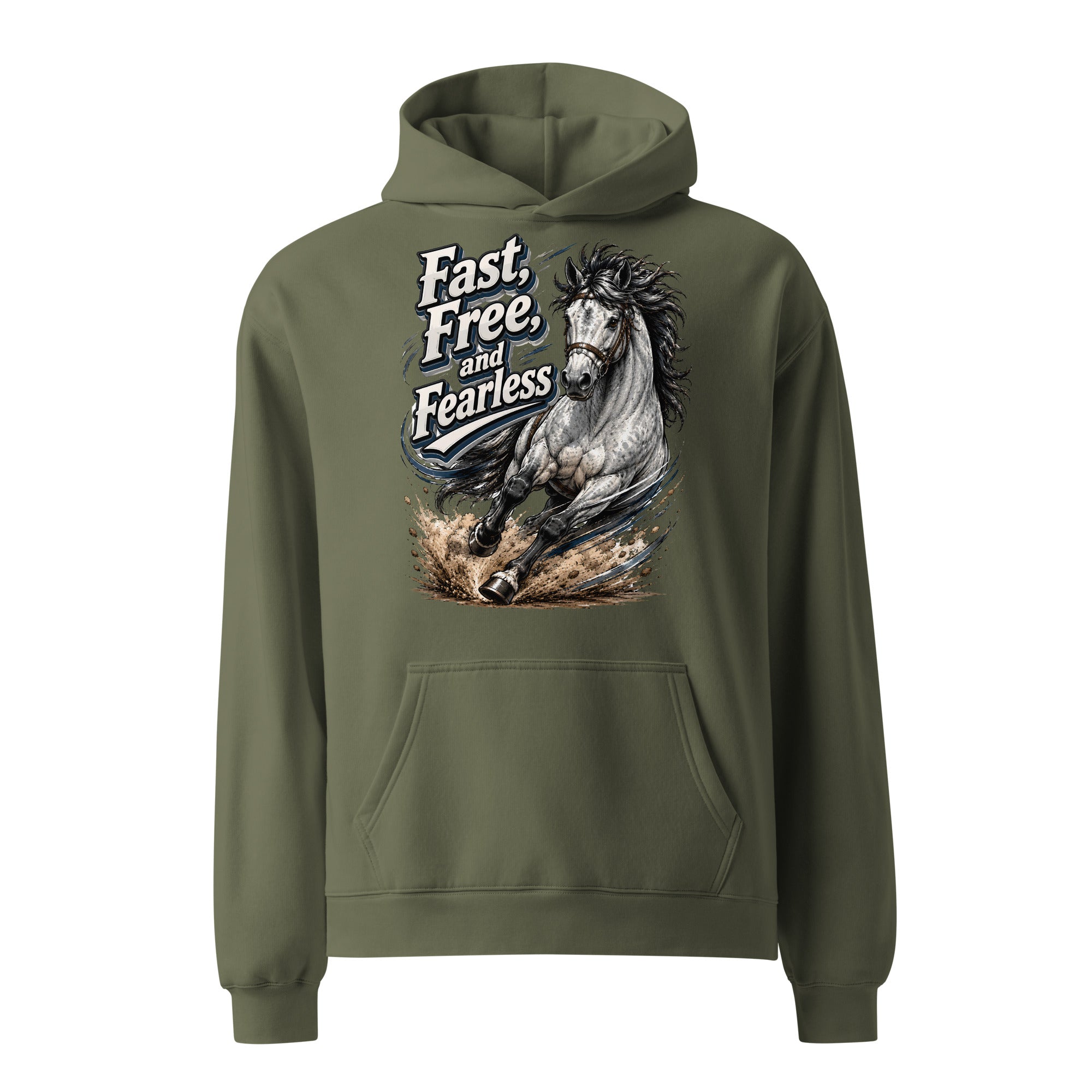 Fast Free Fearless Oversized Hoodie | Streetwear Horse Lovers Gift by printfluence.net