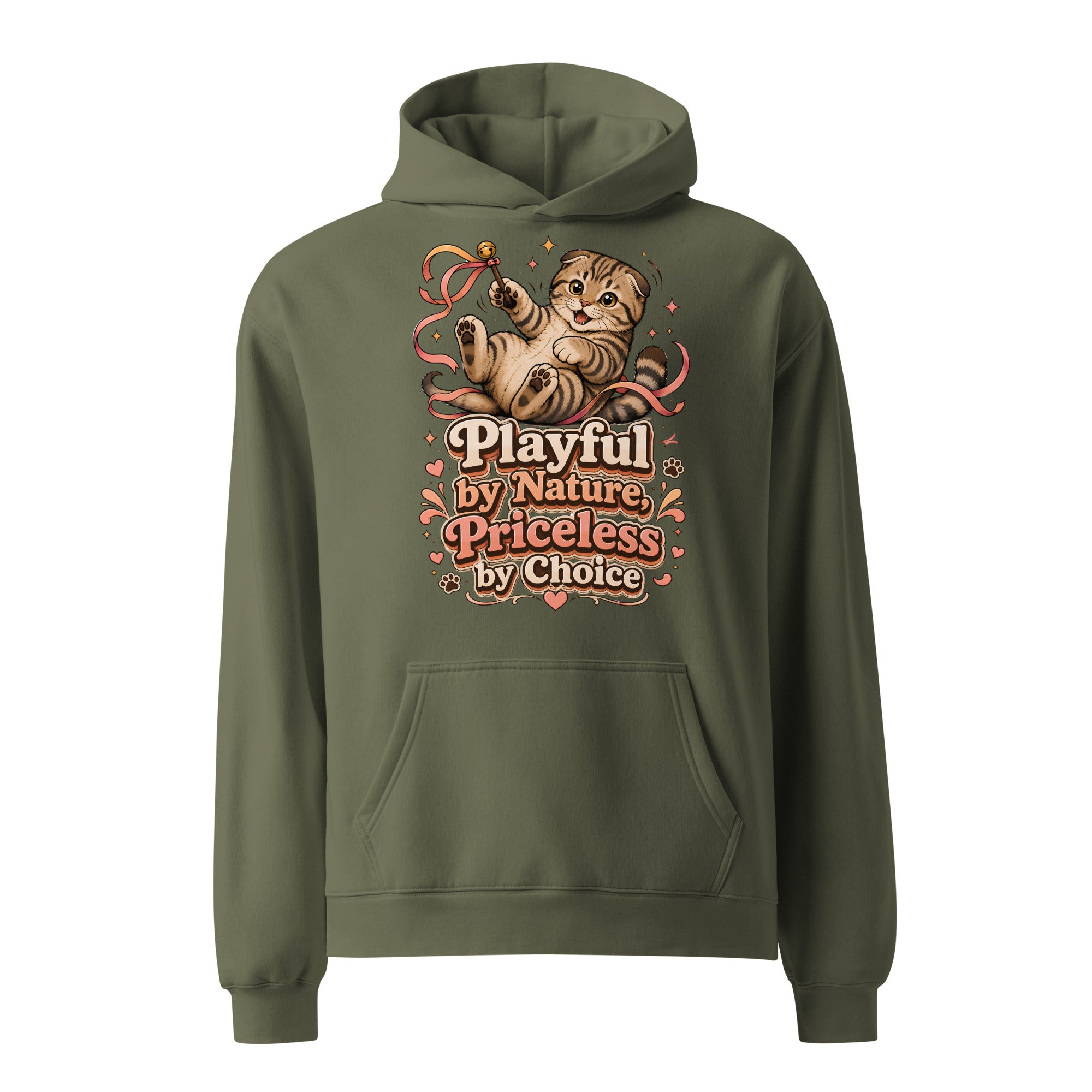Cat Lovers Unisex Oversized Hoodie Playful by Nature, Priceless by Choice by printfluence.net