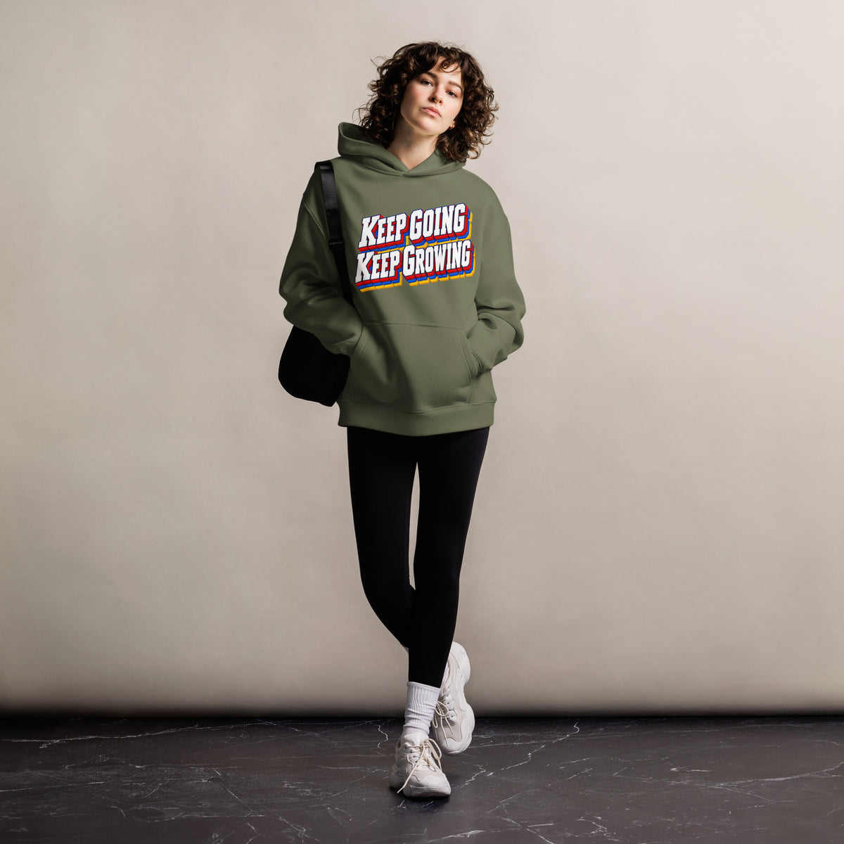 Inspirational Quotes Lovers | Unisex Oversized Hoodie — KEEP GOING KEEP GROWING by printfluence