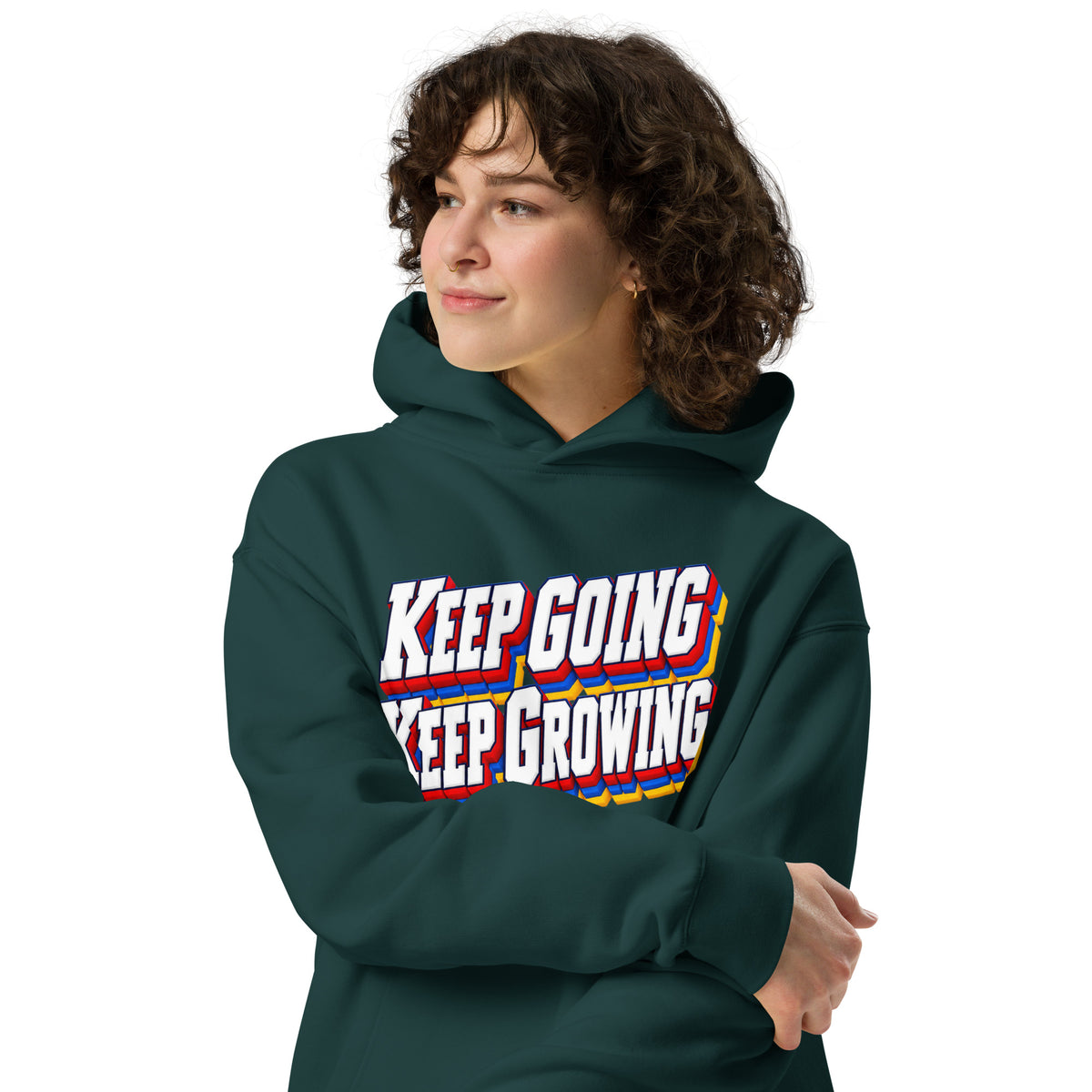 Inspirational Quotes Lovers | Unisex Oversized Hoodie — KEEP GOING KEEP GROWING by printfluence
