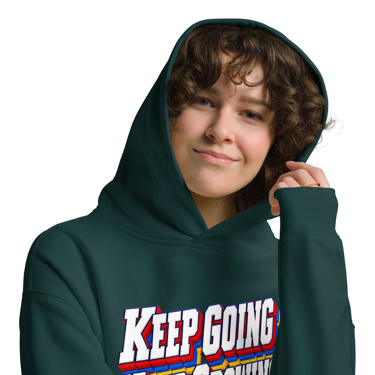 Inspirational Quotes Lovers | Unisex Oversized Hoodie — KEEP GOING KEEP GROWING by printfluence