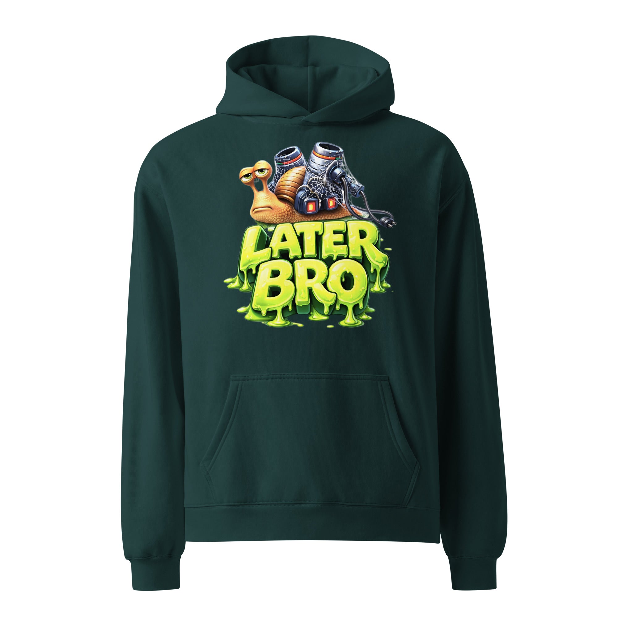 Unisex oversized hoodie - Later Bro: The Ultimate Chill Snail Unisex Oversized Hoodie 🐌💨 by printfluence.net