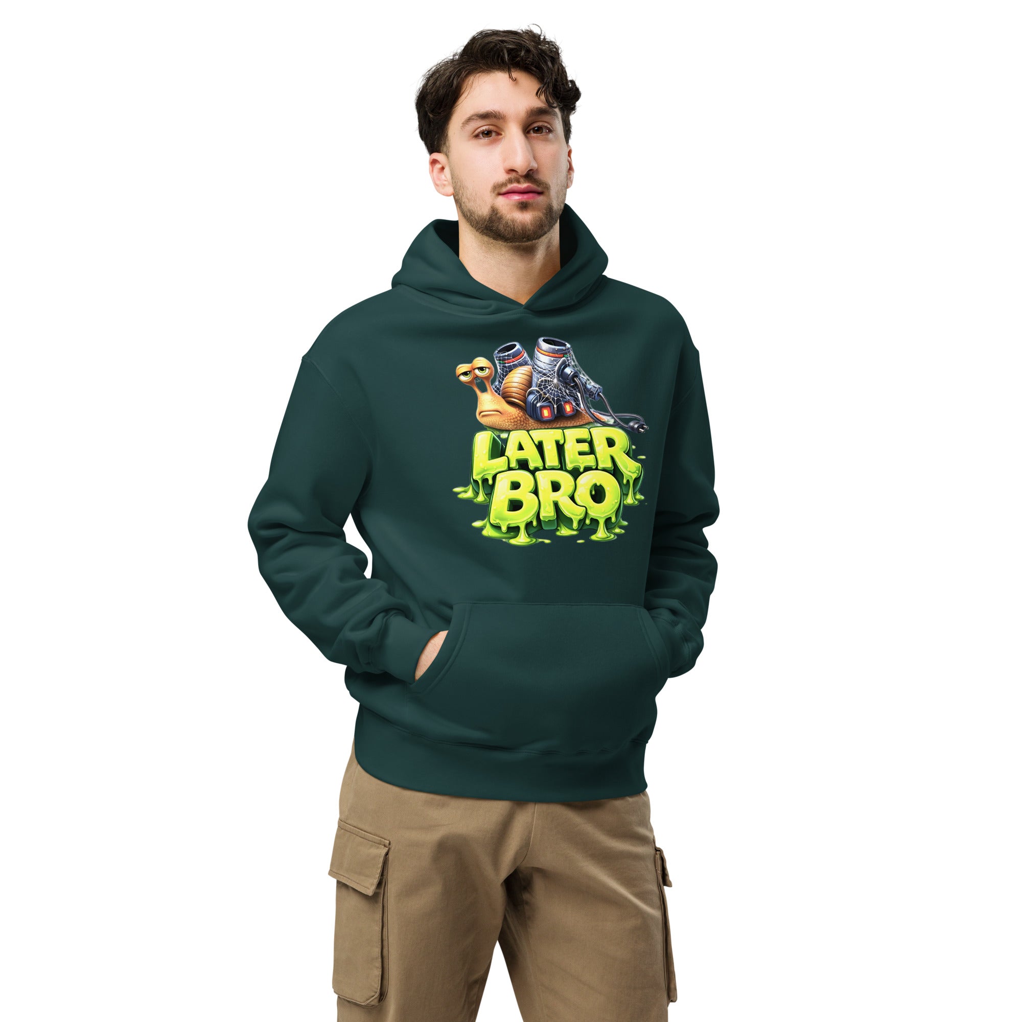 Unisex oversized hoodie - Later Bro: The Ultimate Chill Snail Unisex Oversized Hoodie 🐌💨 by printfluence.net