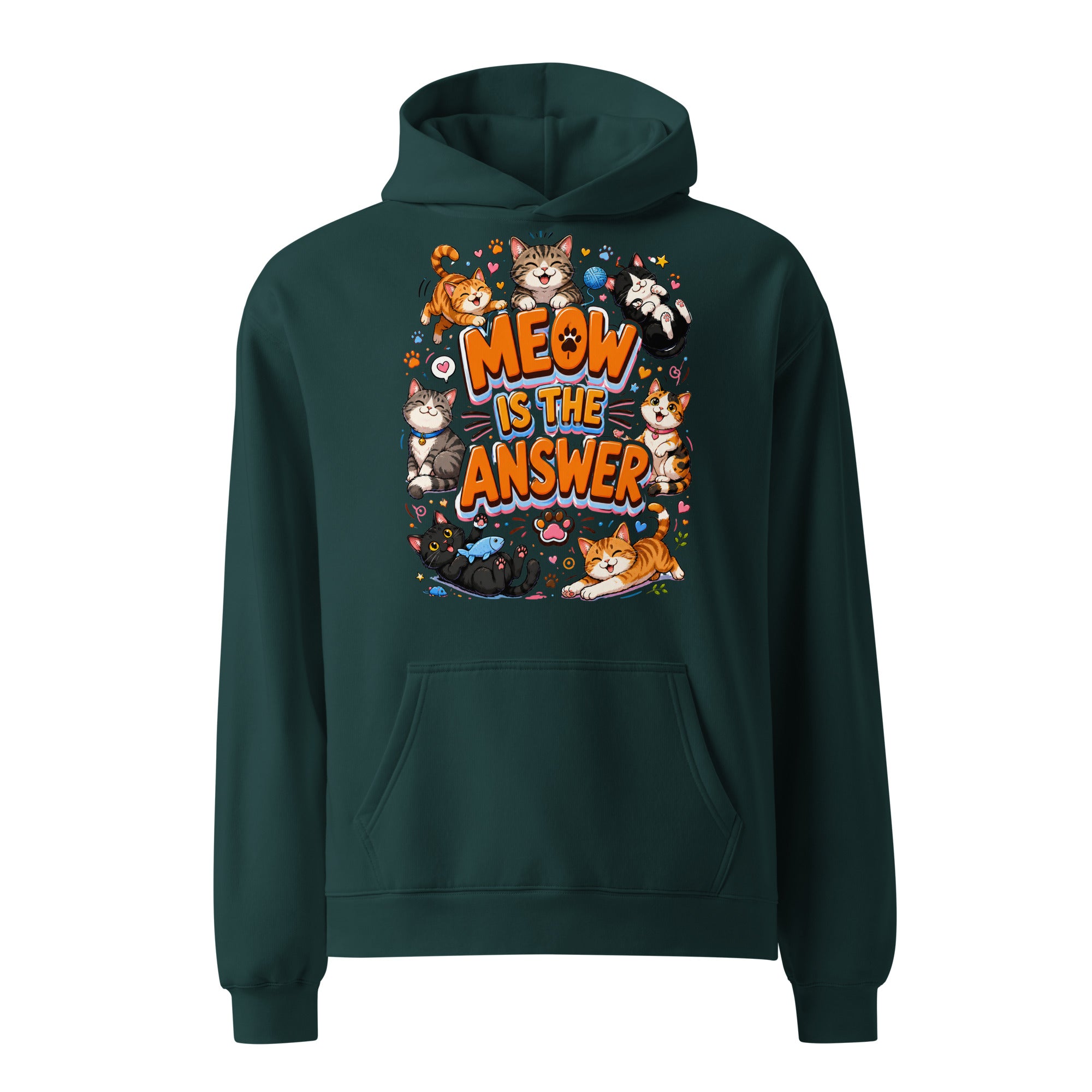 Unisex oversized hoodie - Elite Meow Is The Answer - Premium Luxury Oversized Hoodie for Cat Lovers by printfluence.net
