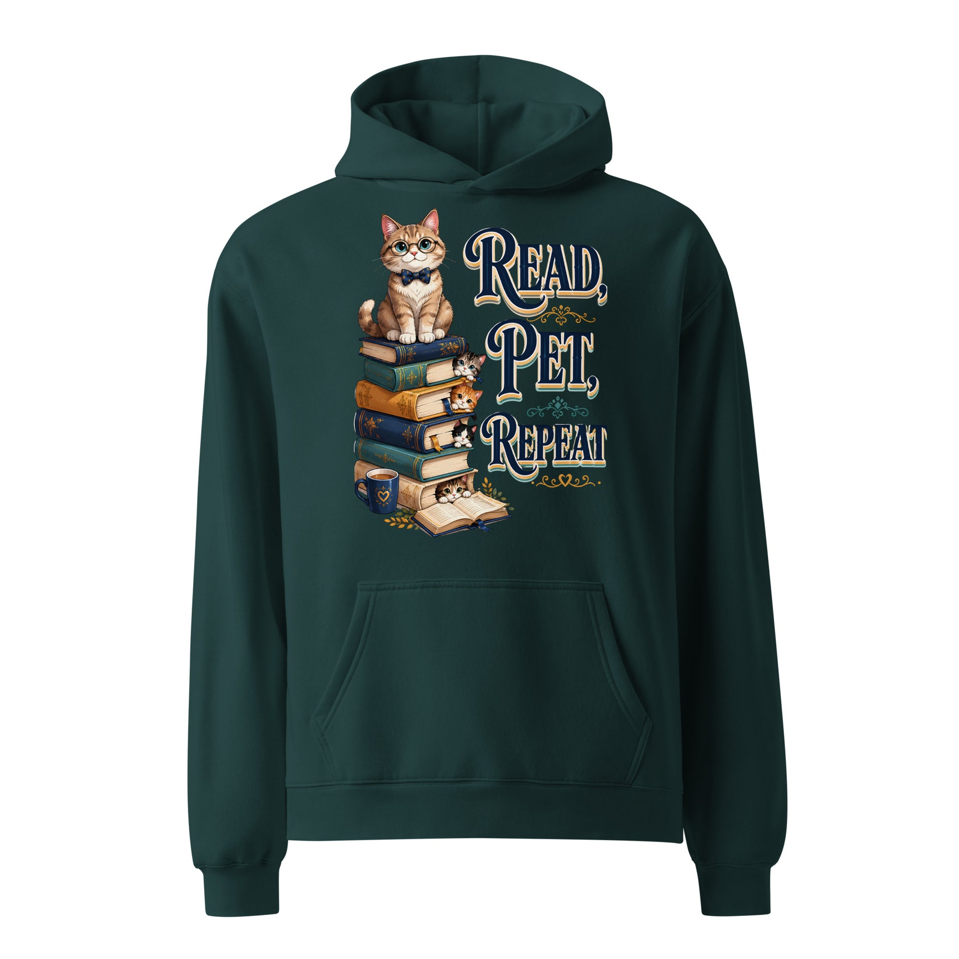 Elite Read Pet Repeat - Premium Luxury Oversized Hoodie for Cat Lovers by printfluence.net
