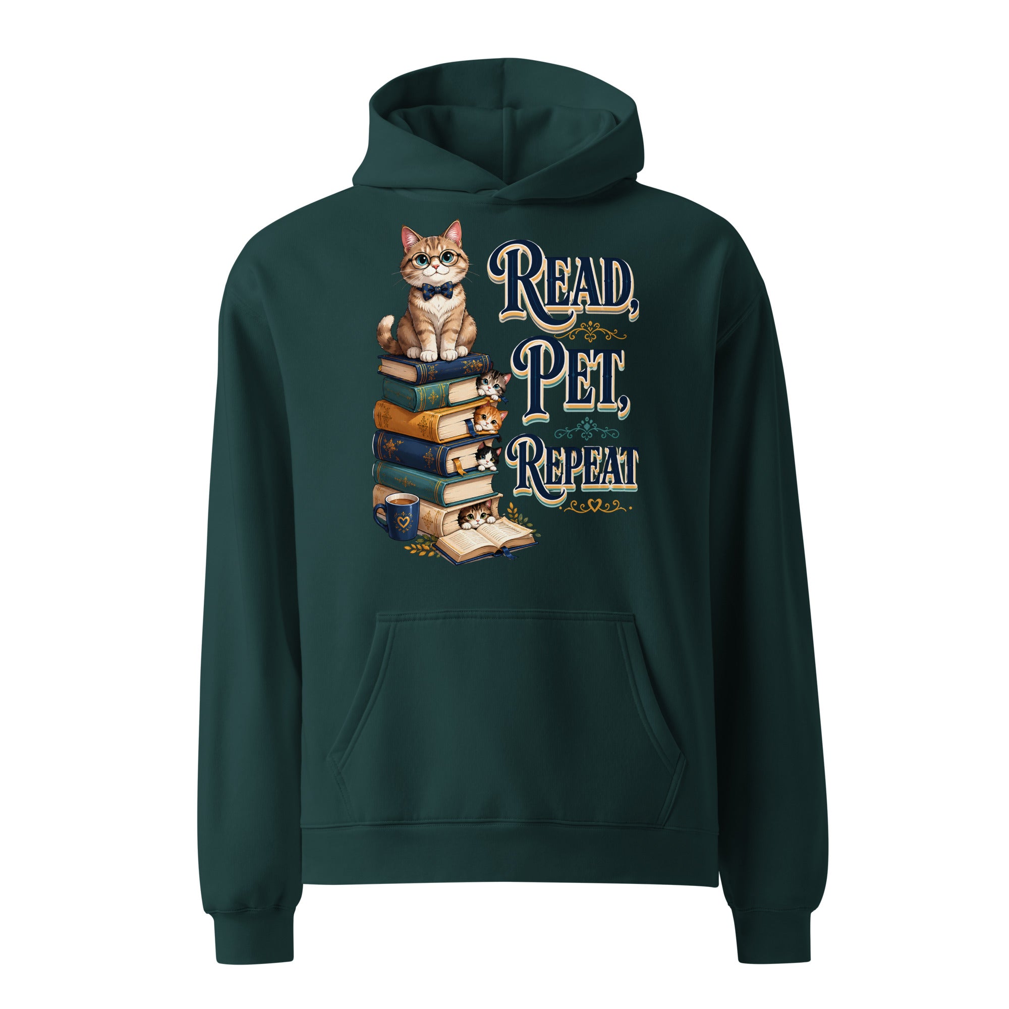 Elite Read Pet Repeat - Premium Luxury Oversized Hoodie for Cat Lovers by printfluence.net