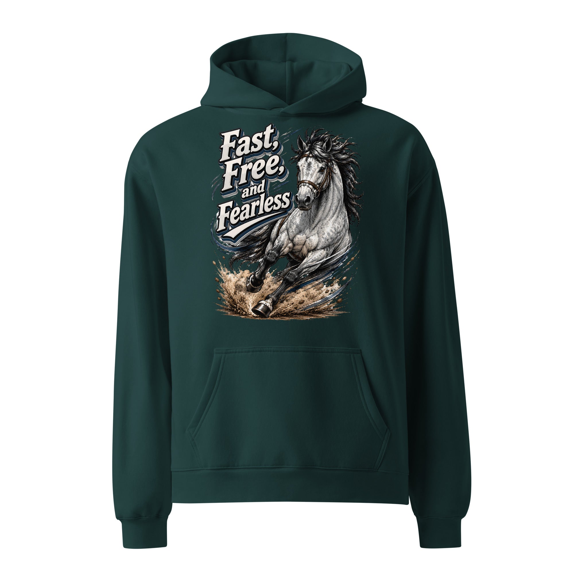 Fast Free Fearless Oversized Hoodie | Streetwear Horse Lovers Gift by printfluence.net