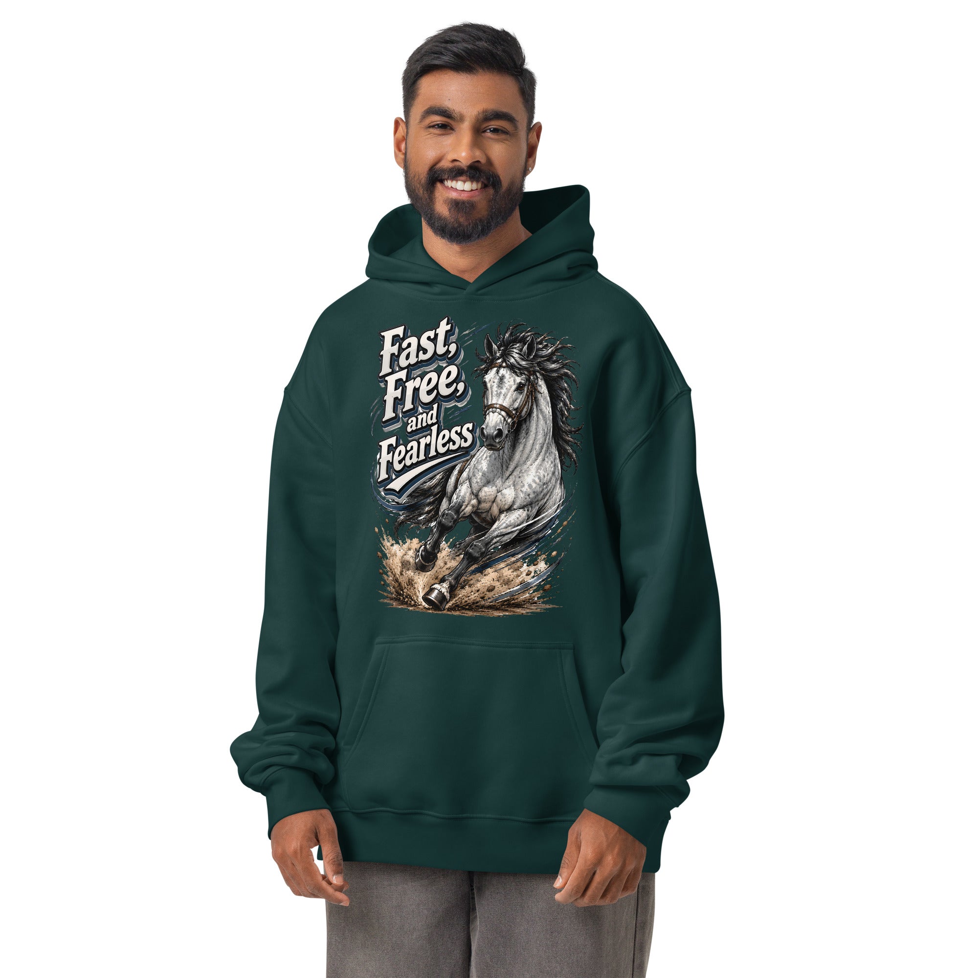 Fast Free Fearless Oversized Hoodie | Streetwear Horse Lovers Gift by printfluence.net