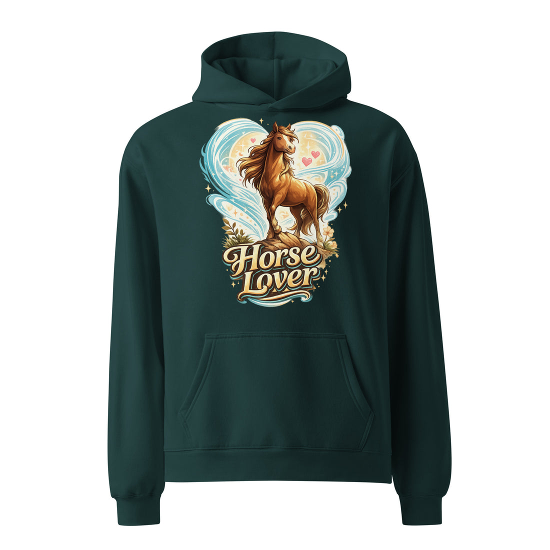 Horse Lover: Vintage Heart - Unisex Oversized Hoodie by printfluence.net