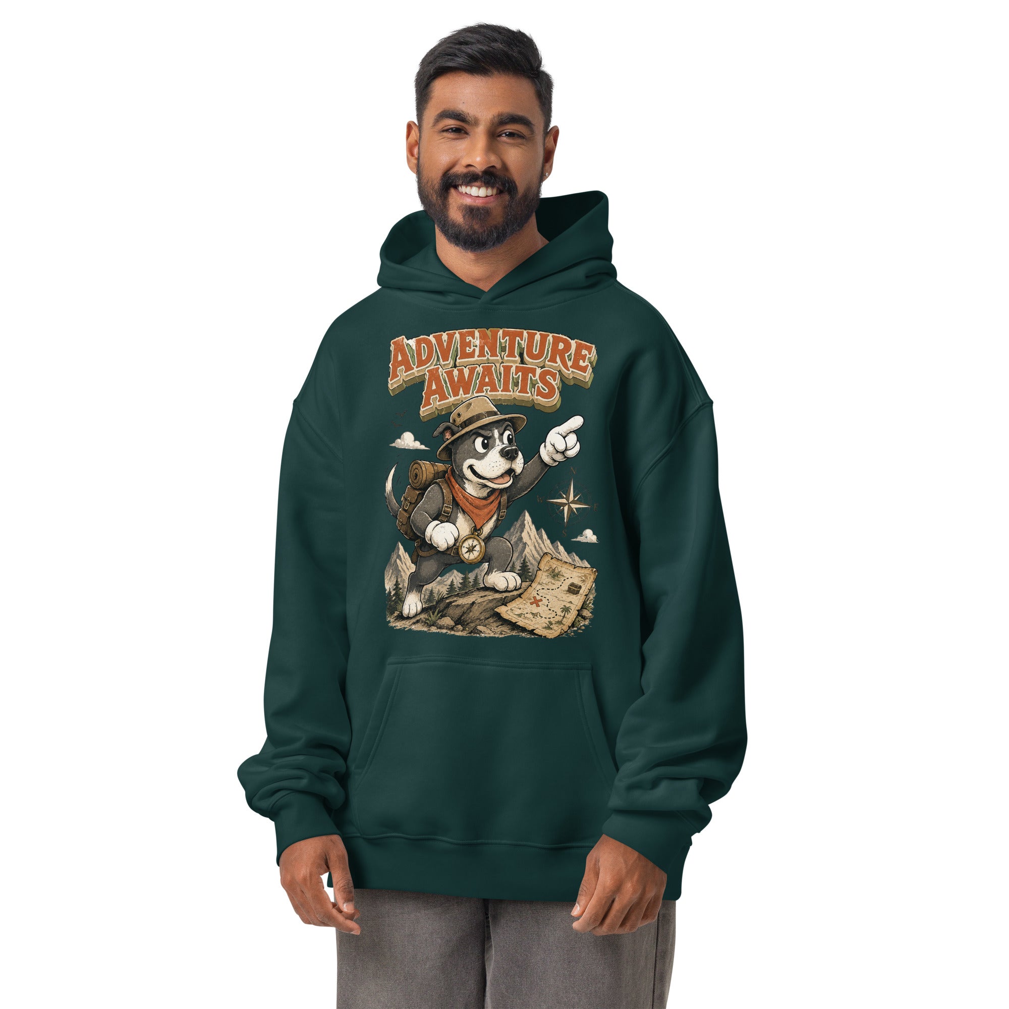 Pitbull Lovers | Unisex Organic Cotton T-Shirt - Adventure Awaits Explorer Dog by printfluence.net