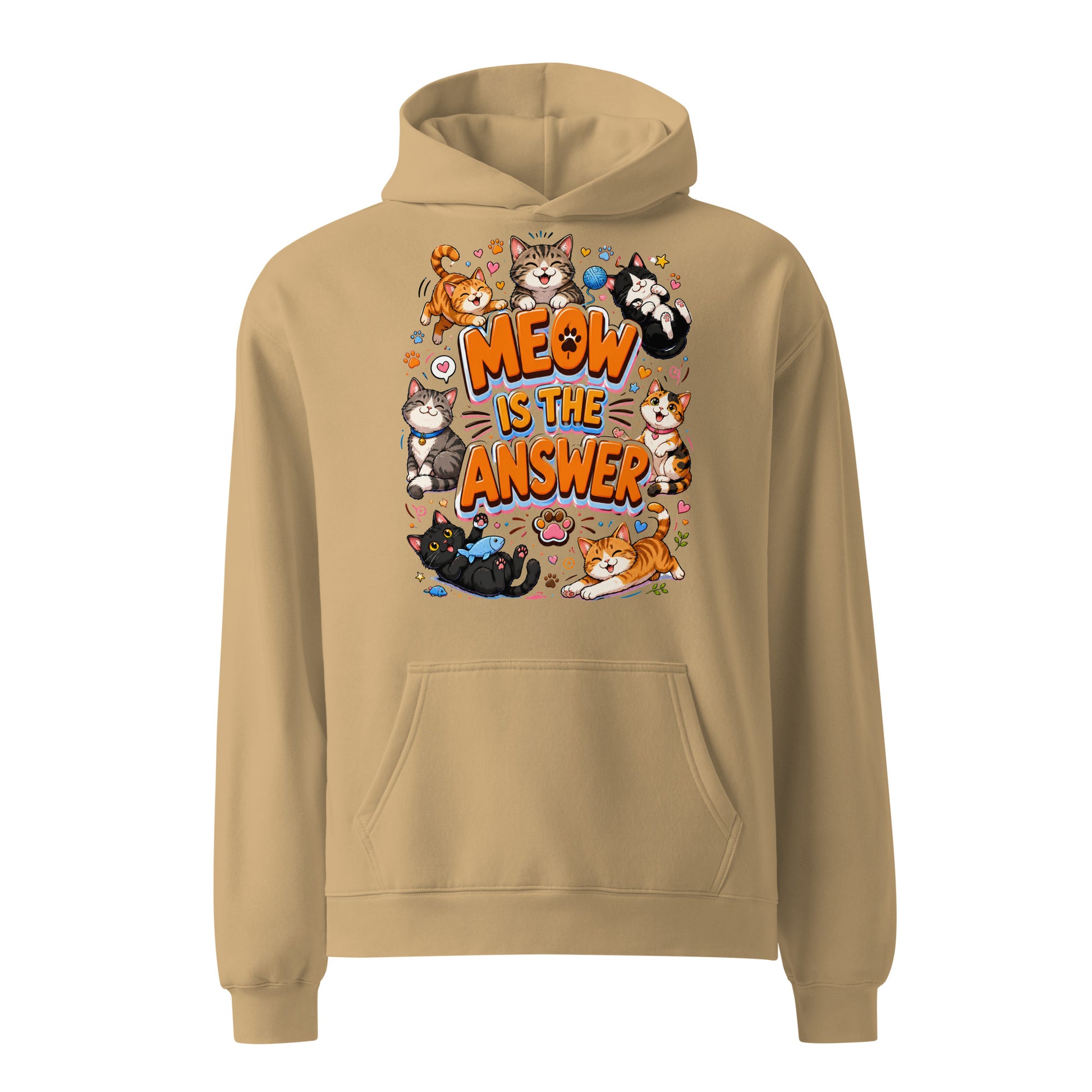 Unisex oversized hoodie - Elite Meow Is The Answer - Premium Luxury Oversized Hoodie for Cat Lovers by printfluence.net