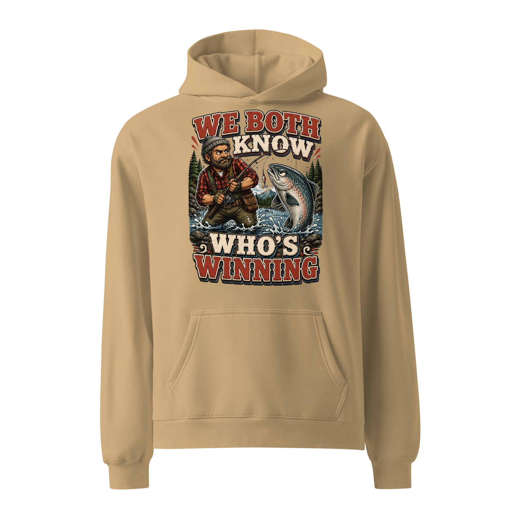 Who's Winning Fishing Oversized Hoodie - Premium Retro Bass Trout Fishing Lovers Pullover by printfluence.net