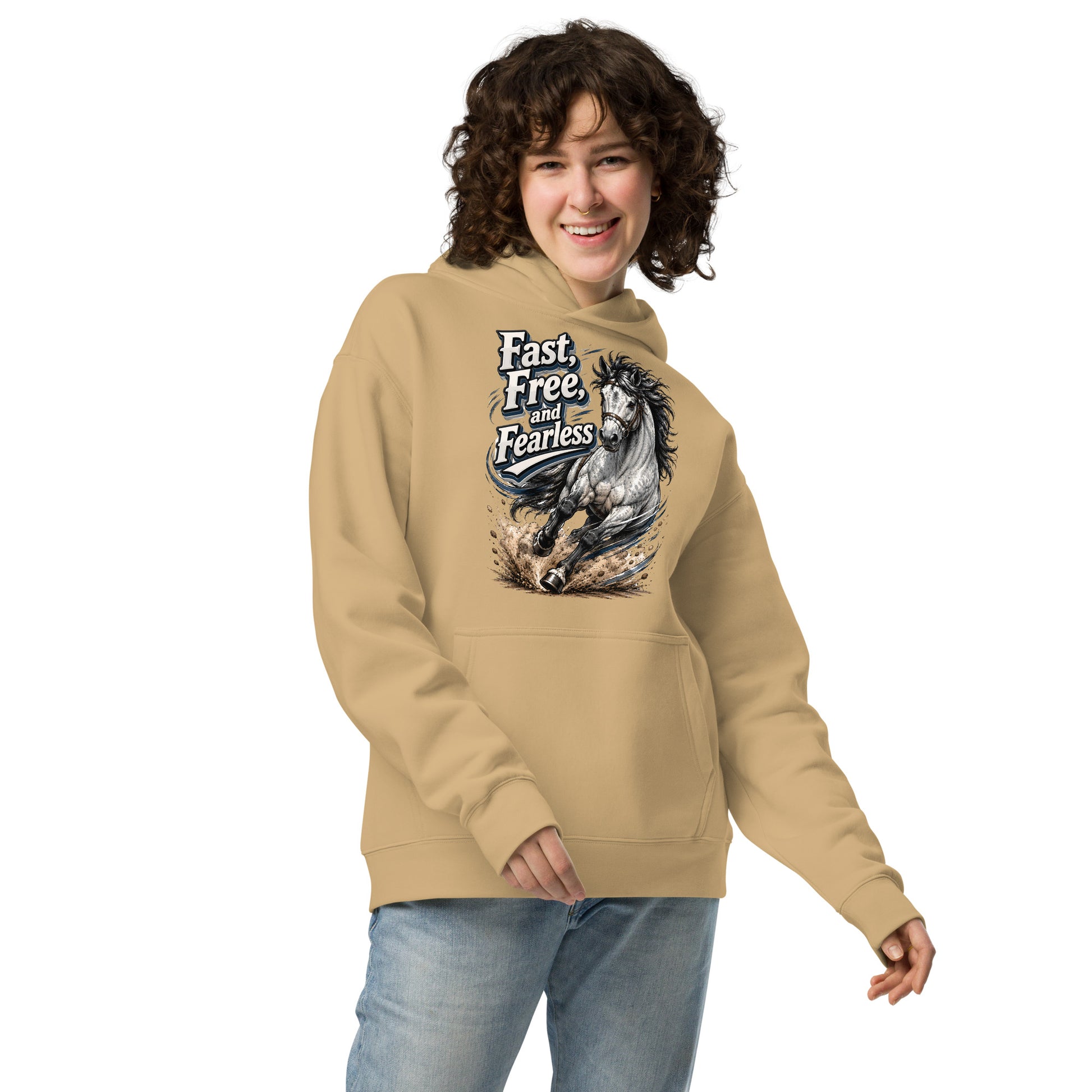 Fast Free Fearless Oversized Hoodie | Streetwear Horse Lovers Gift by printfluence.net