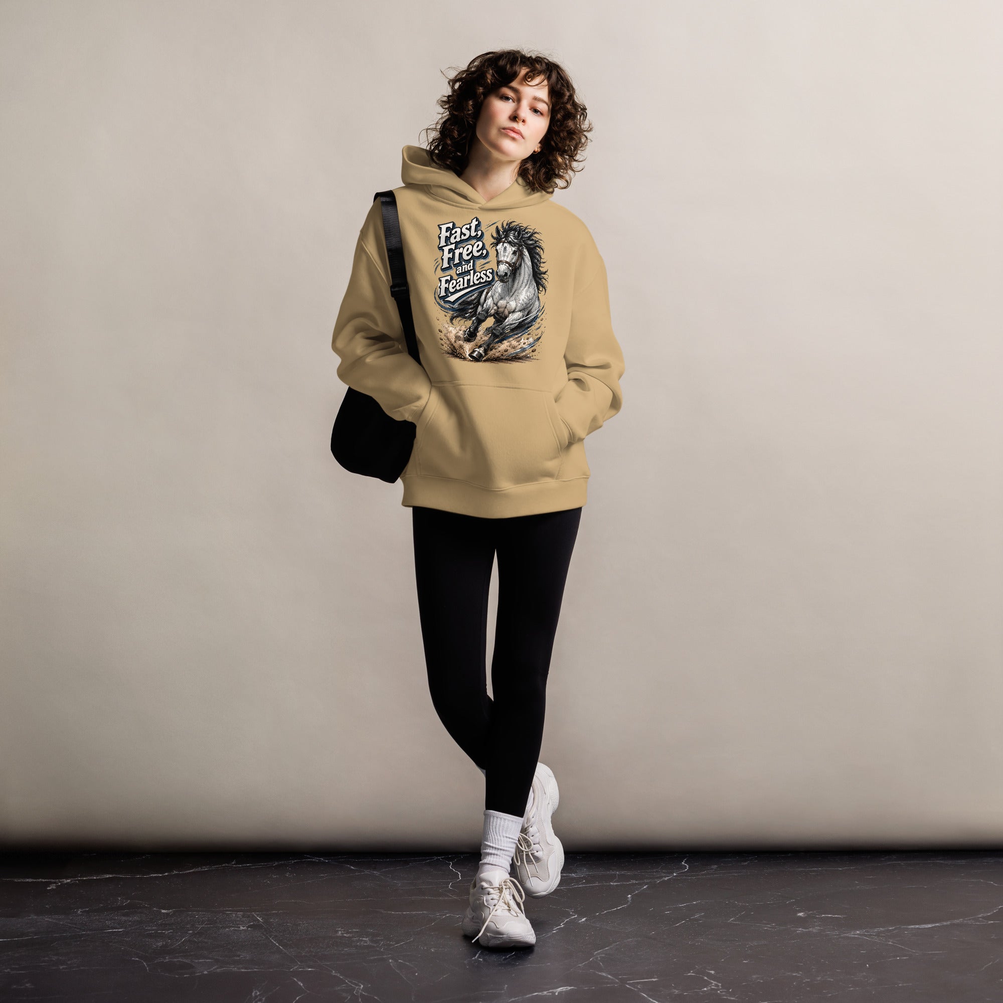 Fast Free Fearless Oversized Hoodie | Streetwear Horse Lovers Gift by printfluence.net