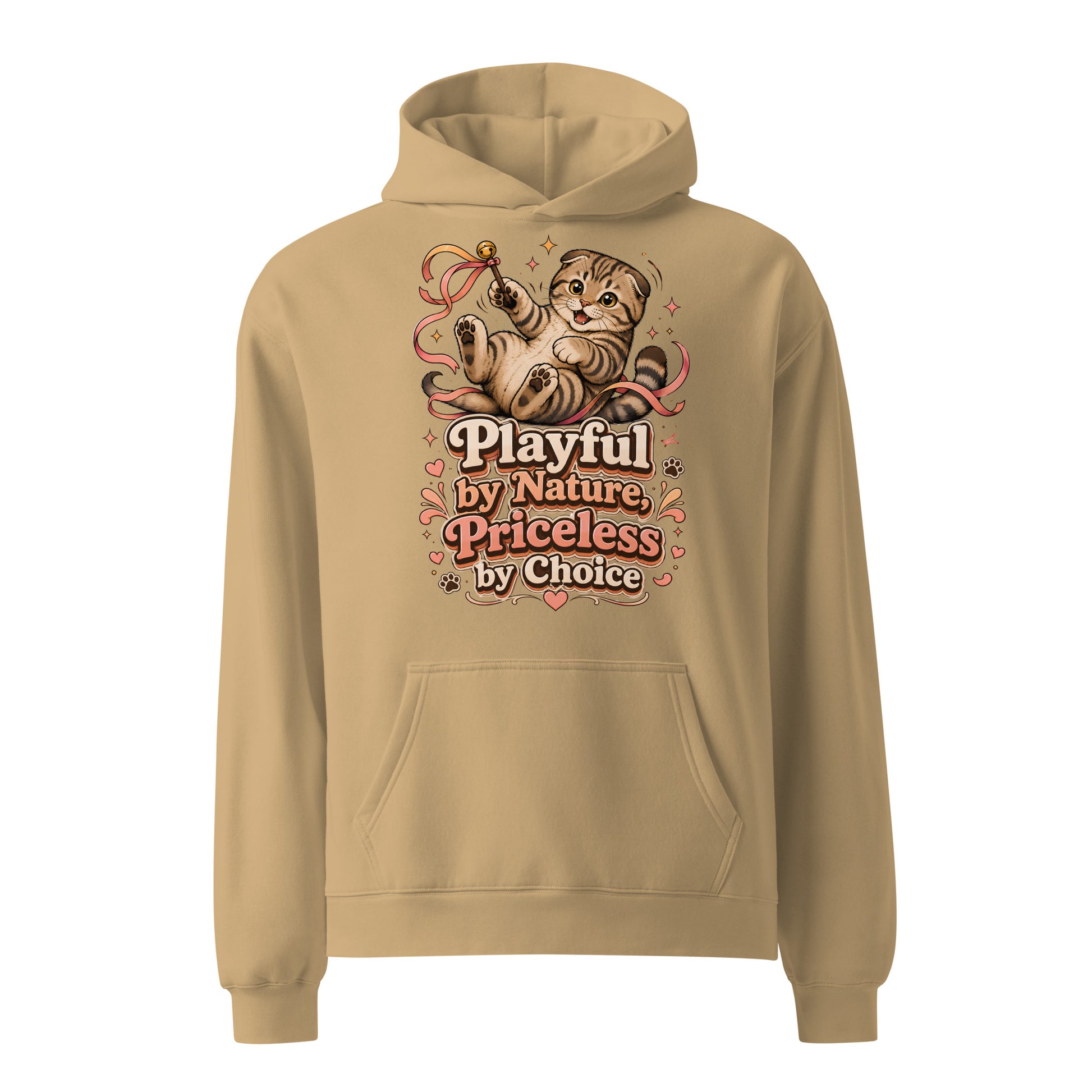 Cat Lovers Unisex Oversized Hoodie Playful by Nature, Priceless by Choice by printfluence.net