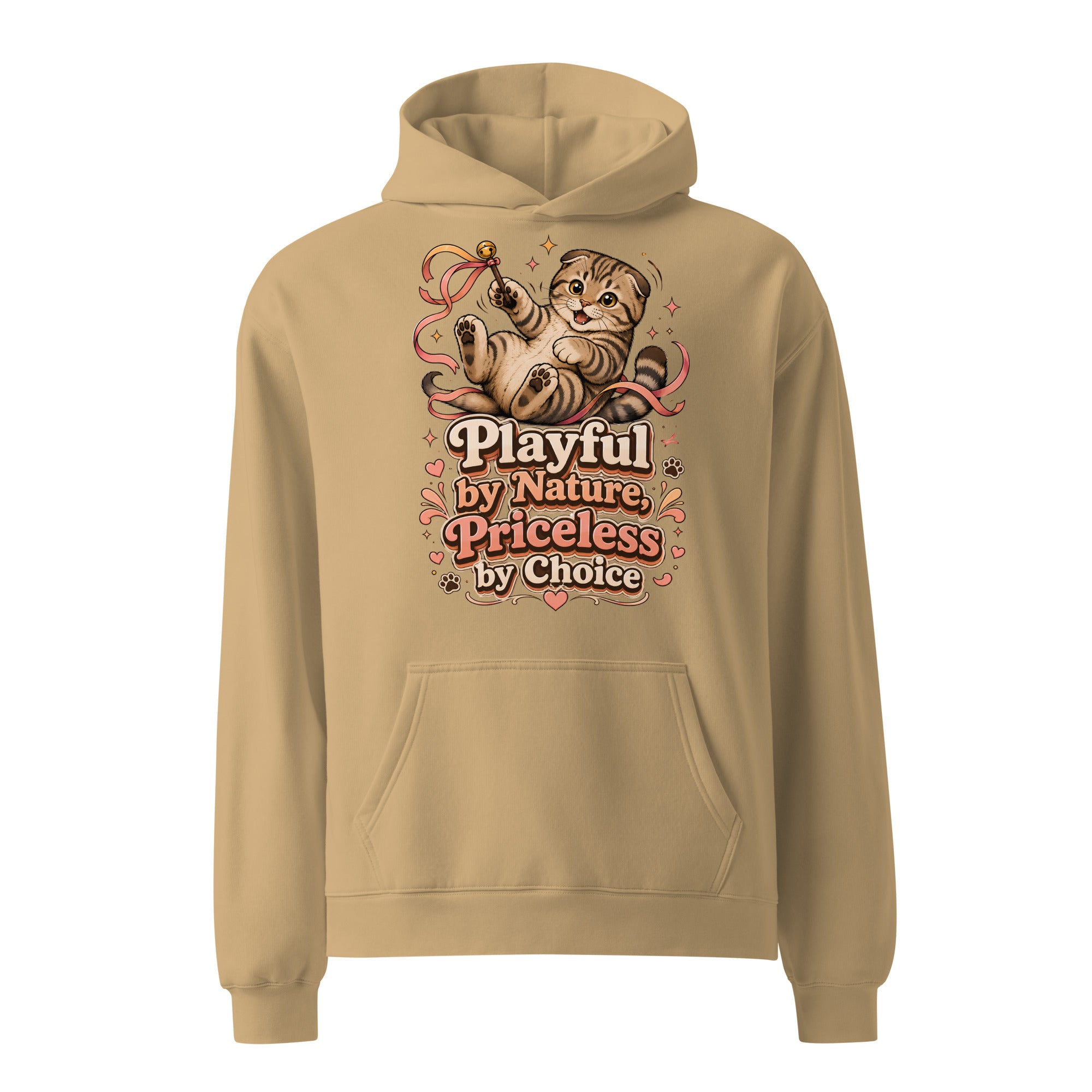 Cat Lovers Unisex Oversized Hoodie Playful by Nature, Priceless by Choice by printfluence.net