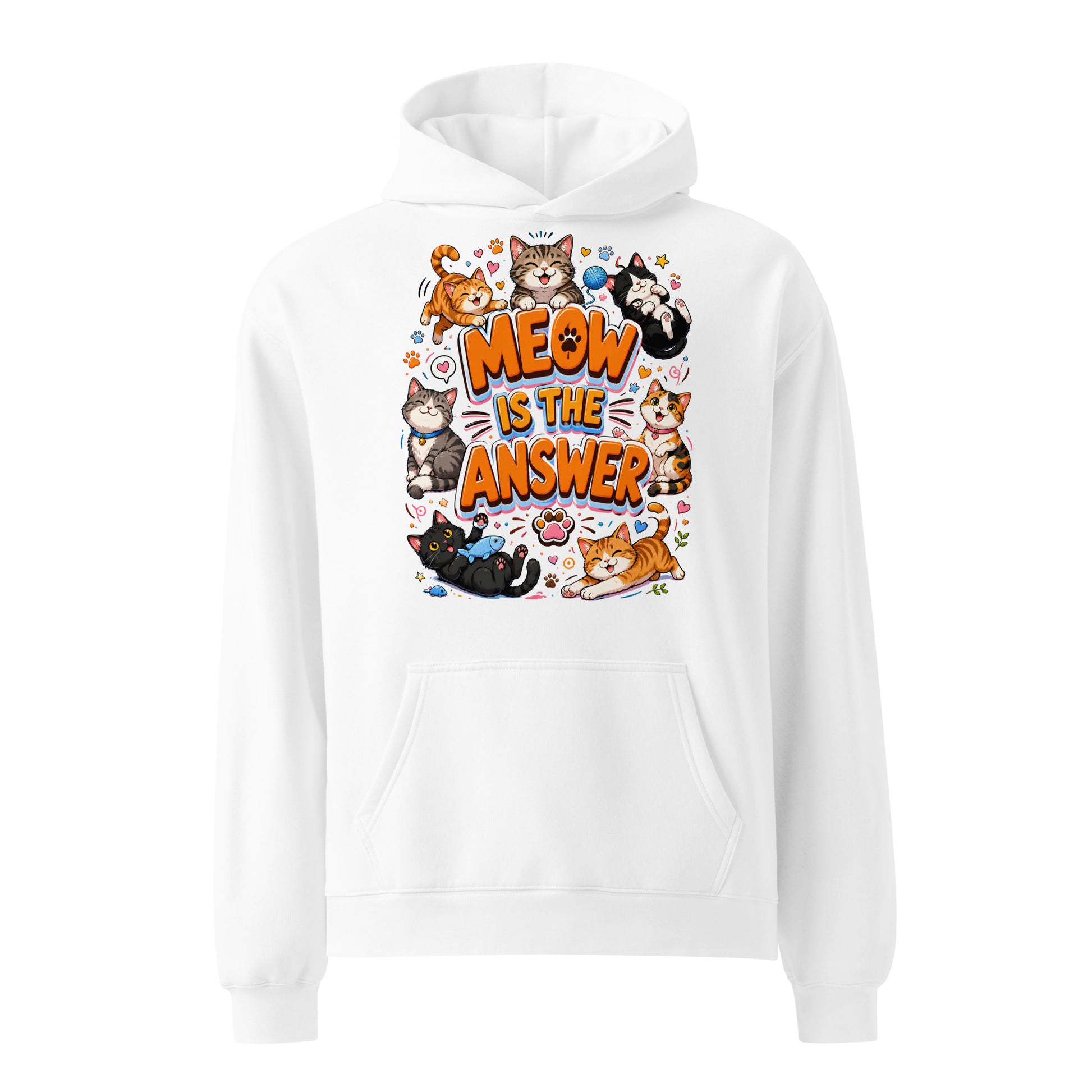 Unisex oversized hoodie - Elite Meow Is The Answer - Premium Luxury Oversized Hoodie for Cat Lovers by printfluence.net