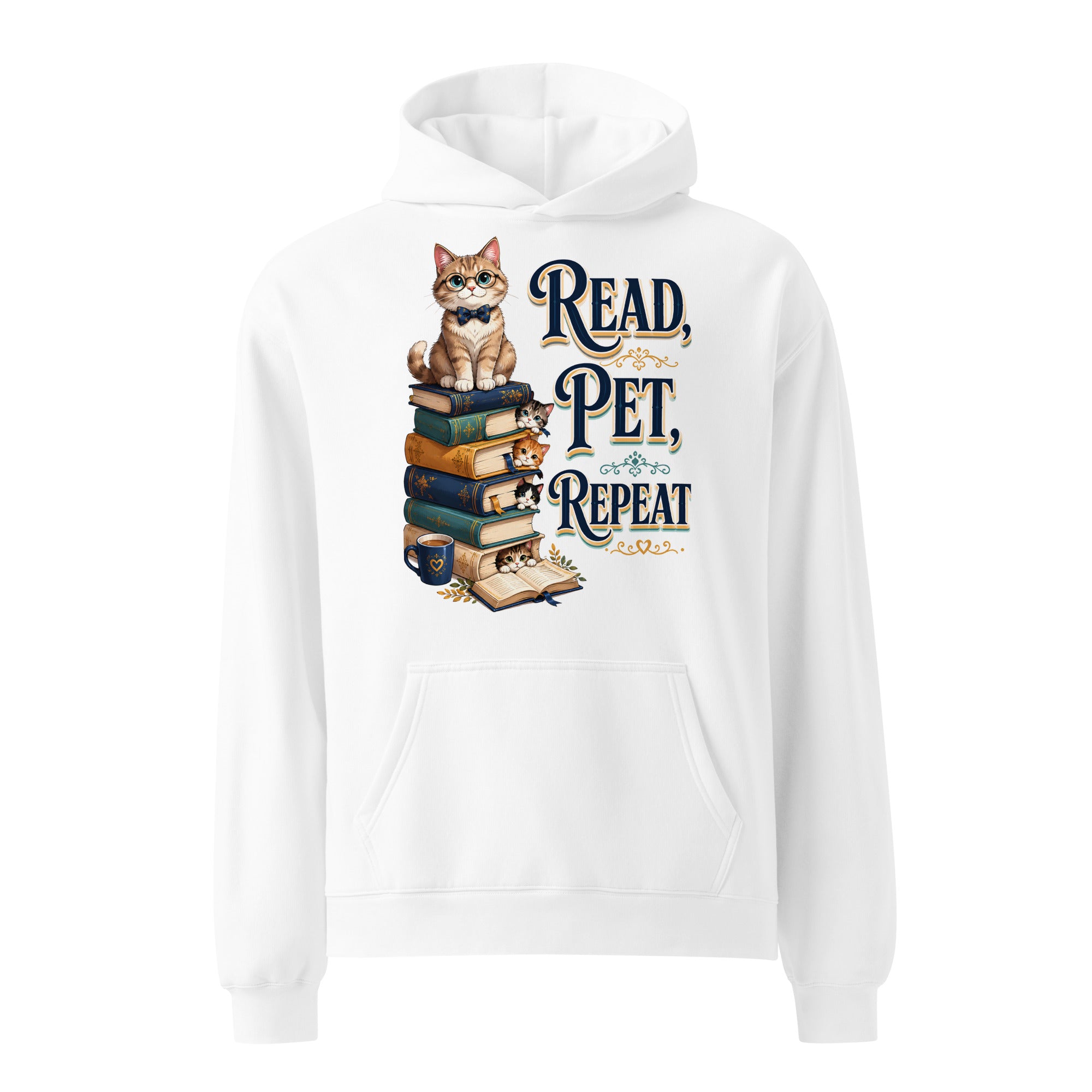 Elite Read Pet Repeat - Premium Luxury Oversized Hoodie for Cat Lovers by printfluence.net