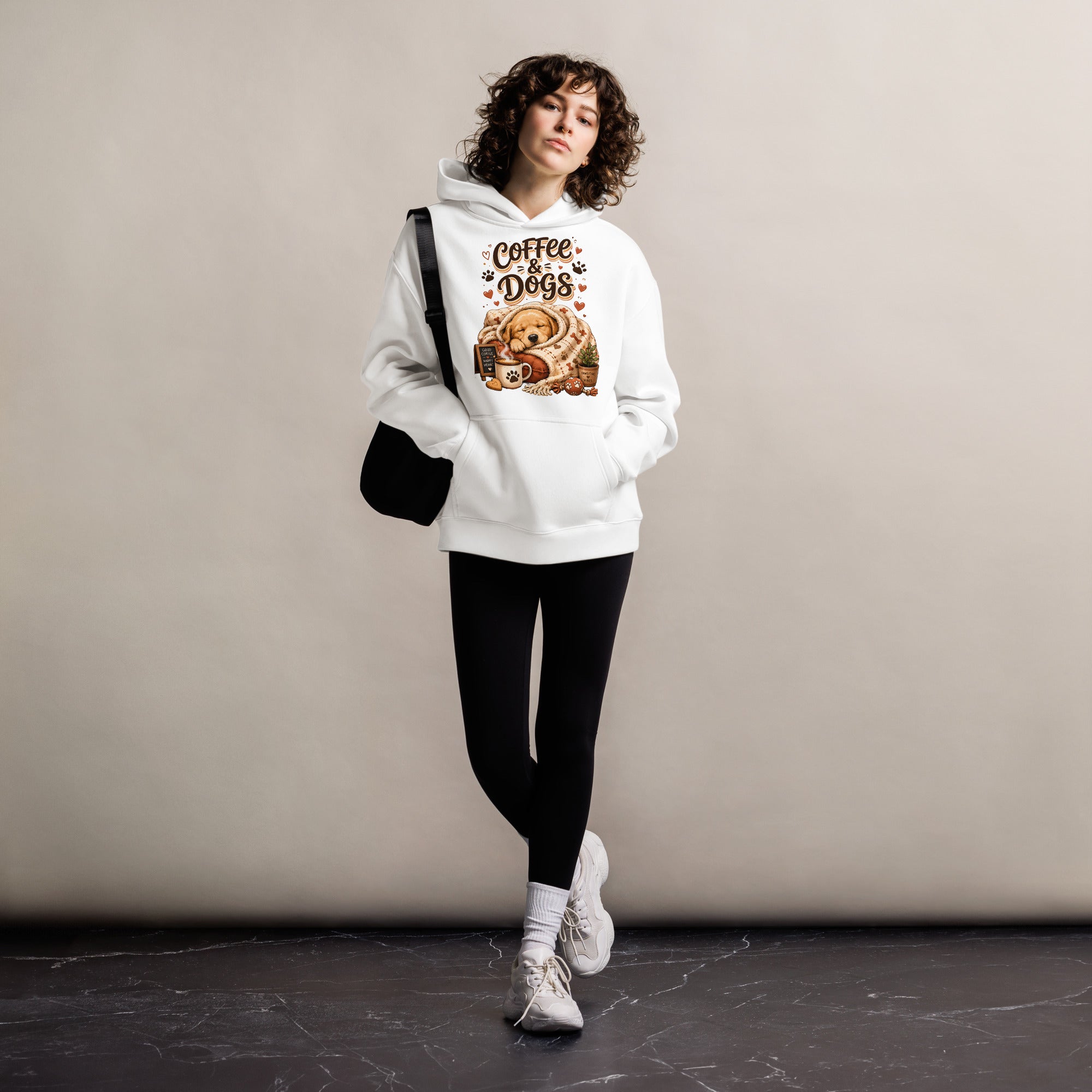 Elite Coffee And Dogs - Premium Luxury Golden Retriever Dog Lovers Oversized Hoodie by printfluence.net
