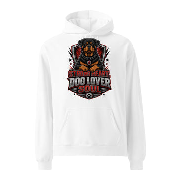 Rottweiler Graphic Oversized Hoodie - Strong Heart Dog Lover Soul Streetwear Pullover by printfluence.net