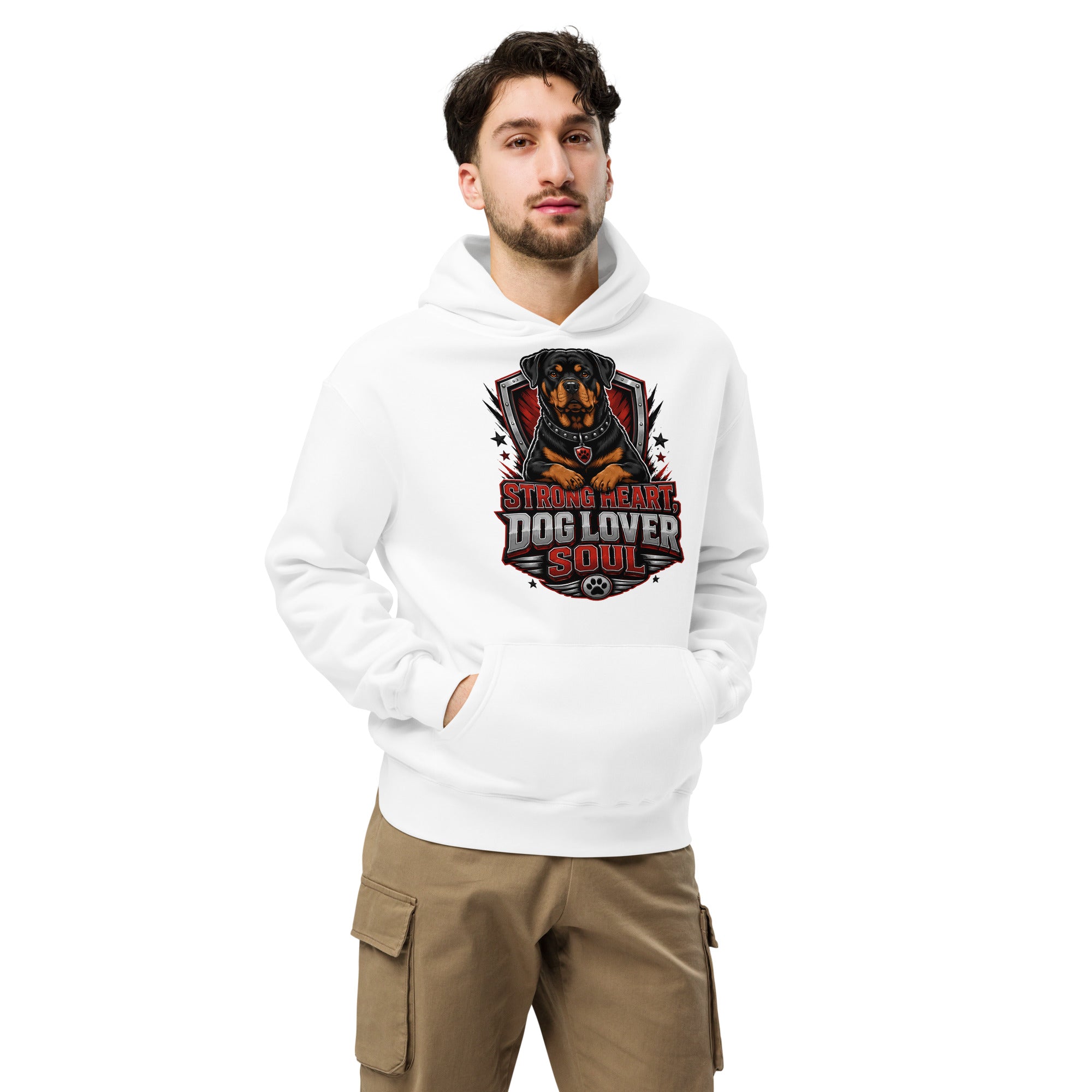 Rottweiler Graphic Oversized Hoodie - Strong Heart Dog Lover Soul Streetwear Pullover by printfluence.net