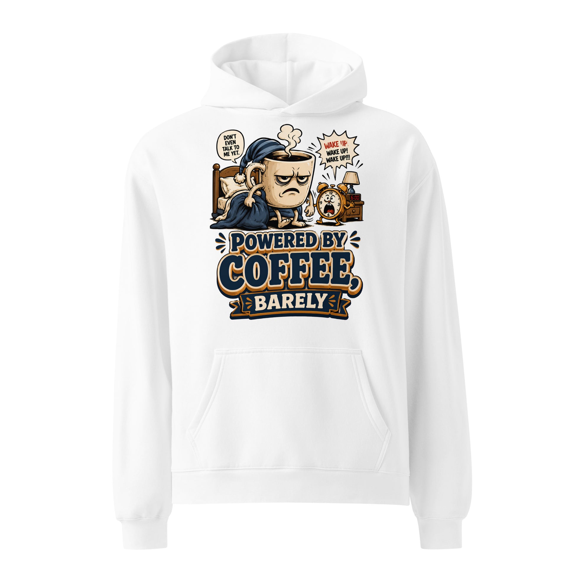 Coffee Lovers Unisex Oversized Hoodie - Powered By Coffee, Barely! by printfluence.net