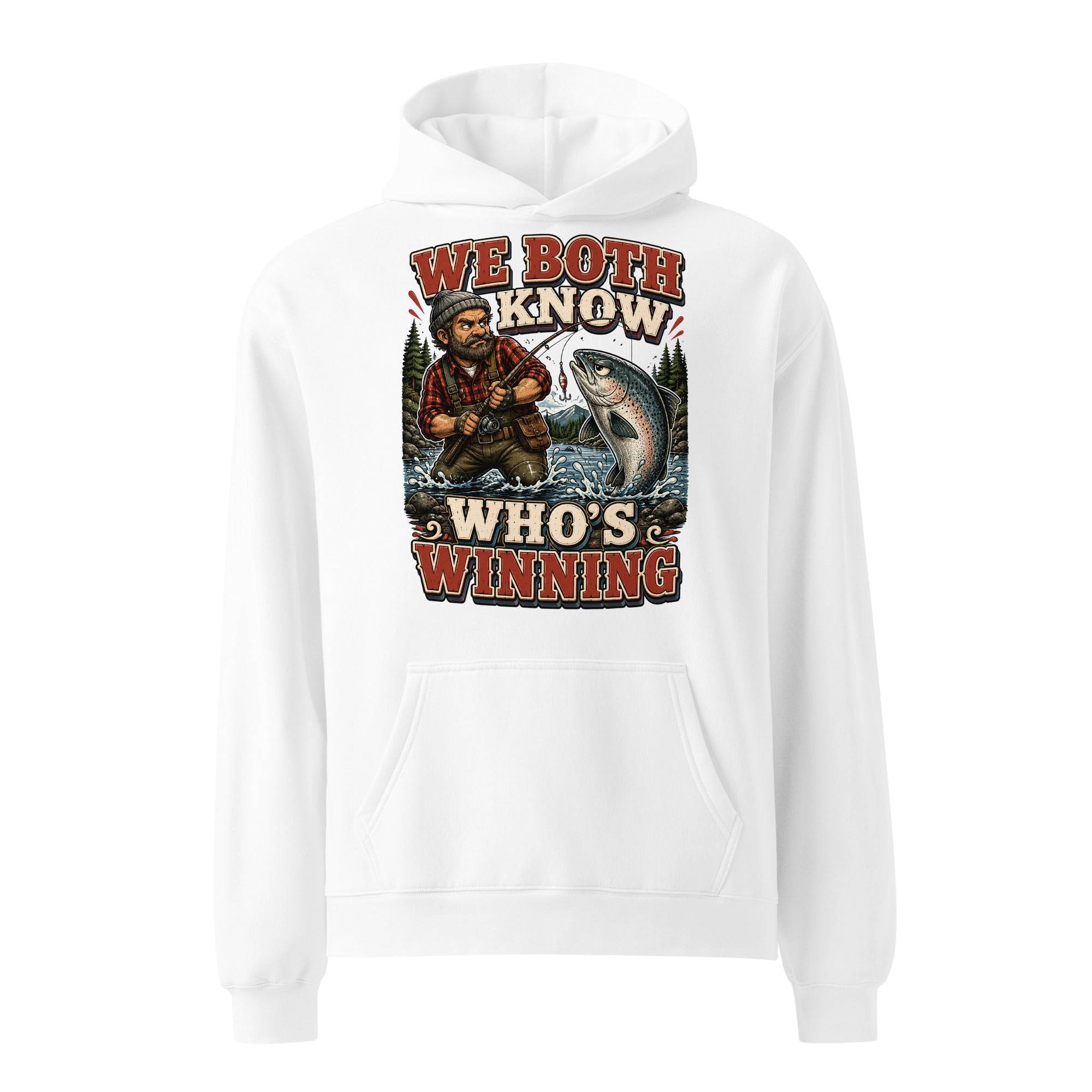 Who's Winning Fishing Oversized Hoodie - Premium Retro Bass Trout Fishing Lovers Pullover by printfluence.net