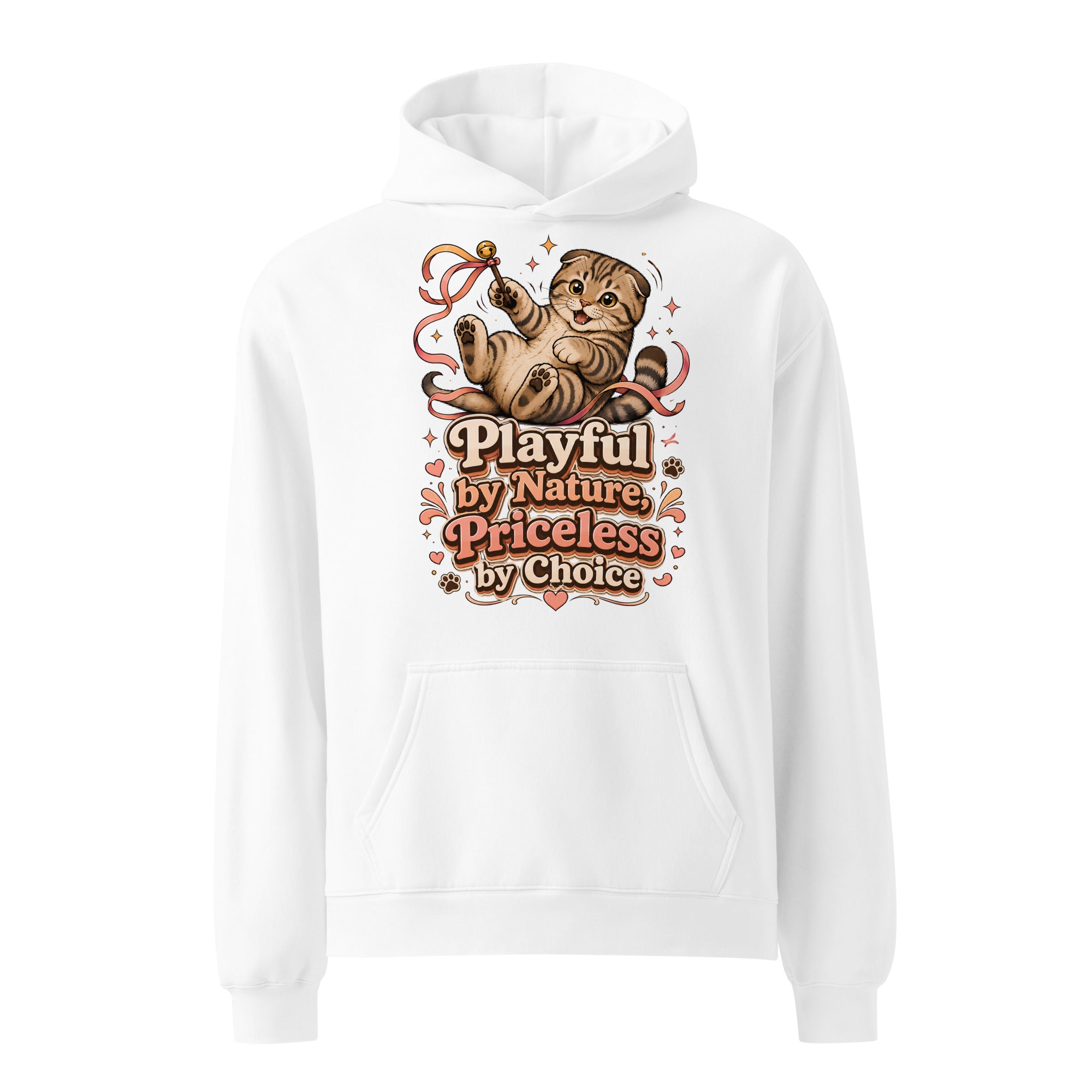 Cat Lovers Unisex Oversized Hoodie Playful by Nature, Priceless by Choice by printfluence.net