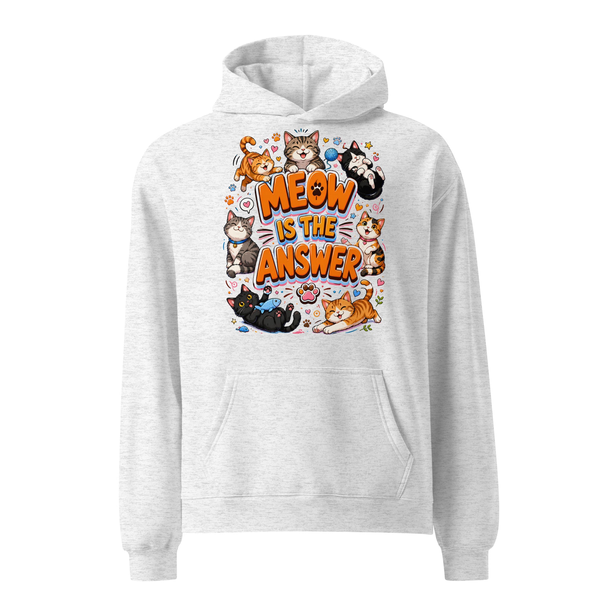 Unisex oversized hoodie - Elite Meow Is The Answer - Premium Luxury Oversized Hoodie for Cat Lovers by printfluence.net