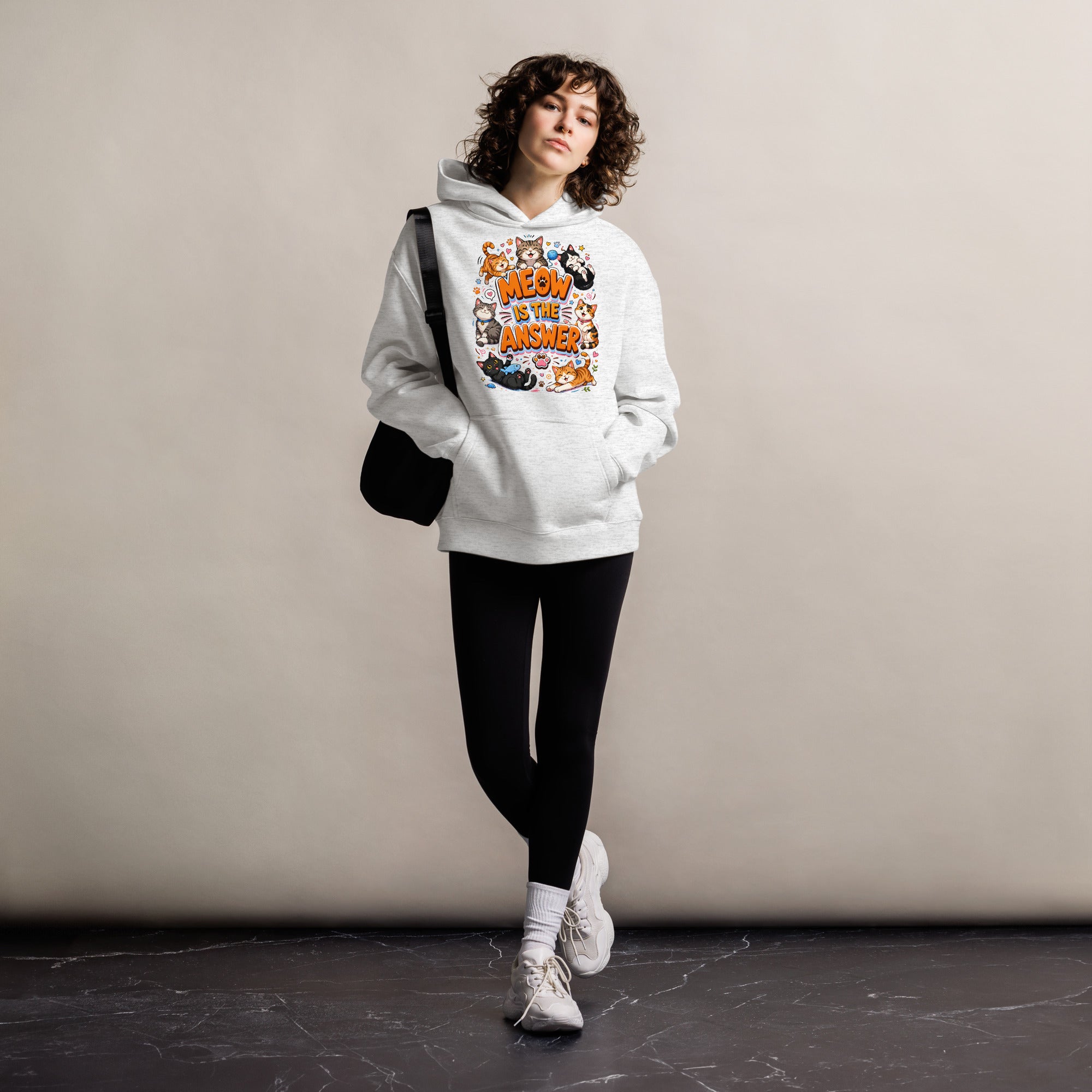 Unisex oversized hoodie - Elite Meow Is The Answer - Premium Luxury Oversized Hoodie for Cat Lovers by printfluence.net