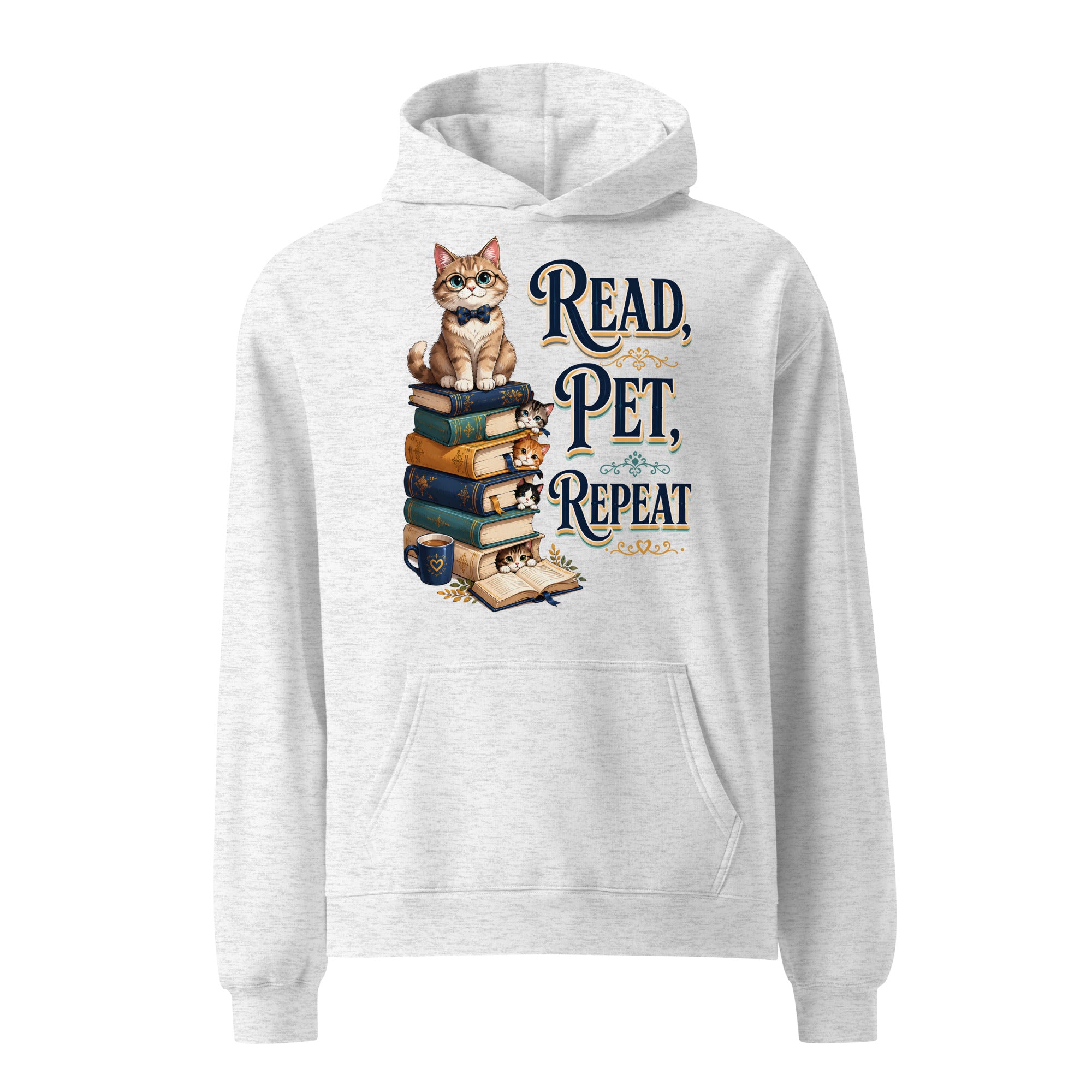 Elite Read Pet Repeat - Premium Luxury Oversized Hoodie for Cat Lovers by printfluence.net